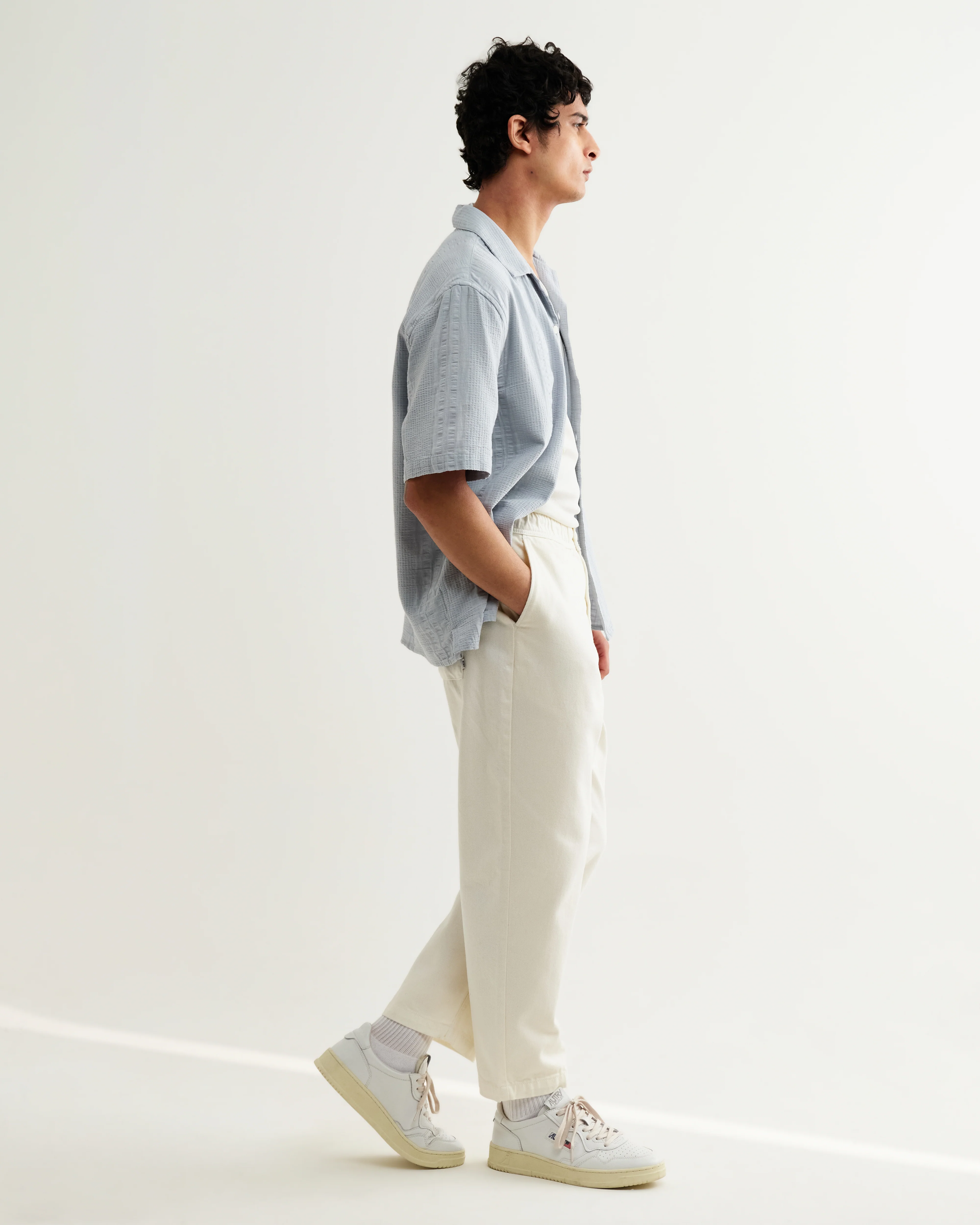 Didcot - Blue Double-Weave Seersucker Short-Sleeve Shirt - Image 5