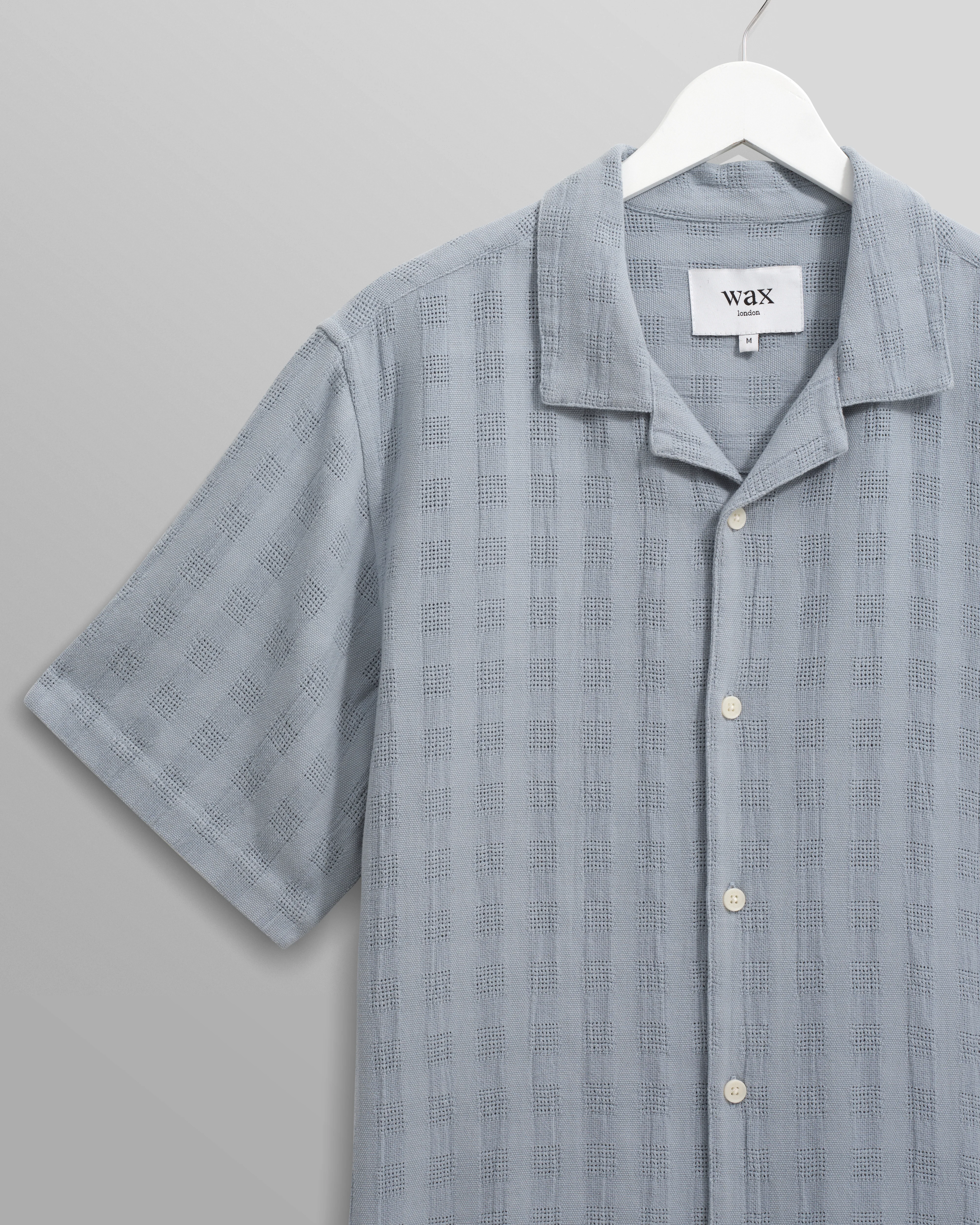 Didcot - Blue Open Weave Cotton Short-Sleeve Shirt - Image 8
