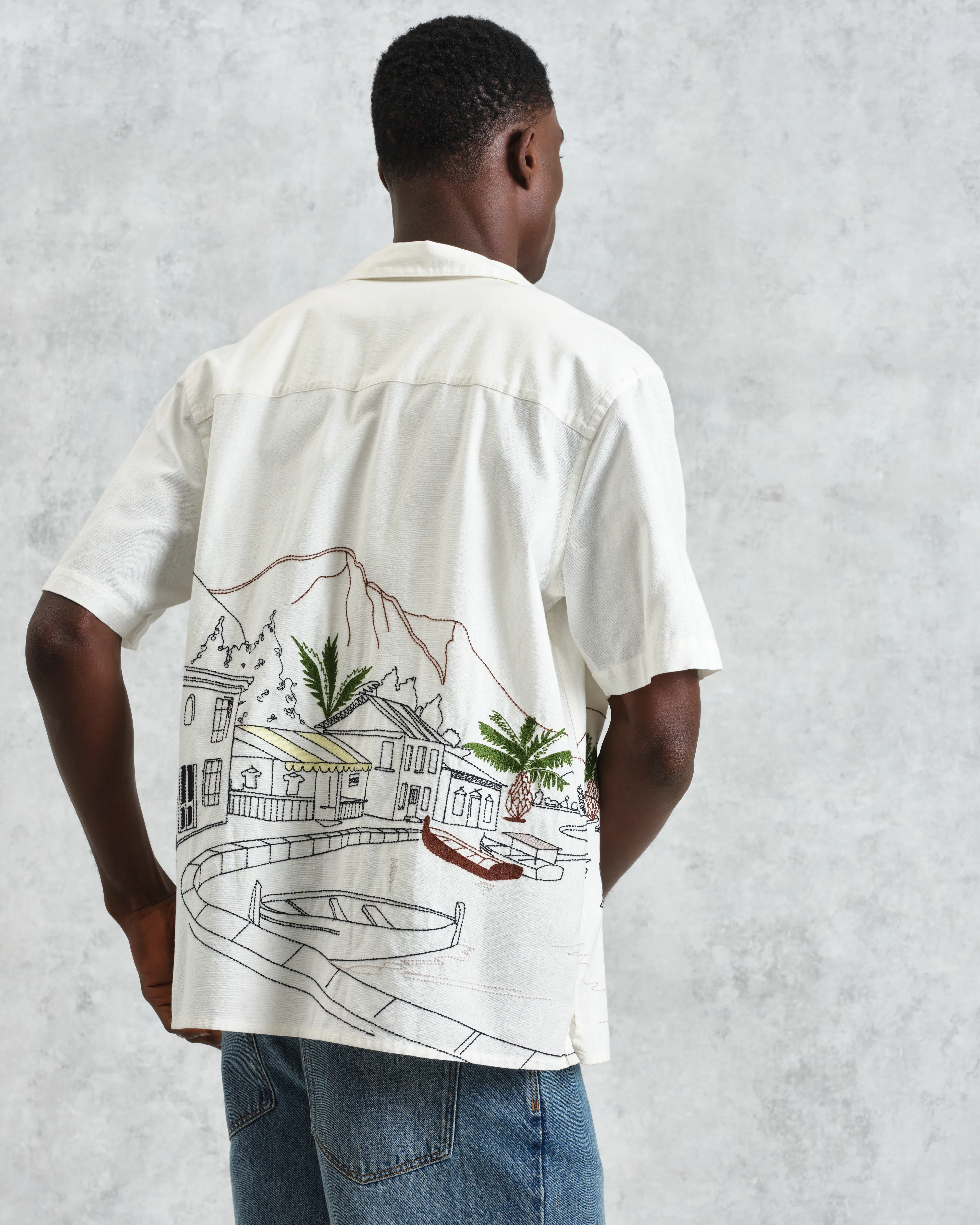 Didcot - Ecru And Multicolour Embroidered Short-Sleeve Shirt - Image 3