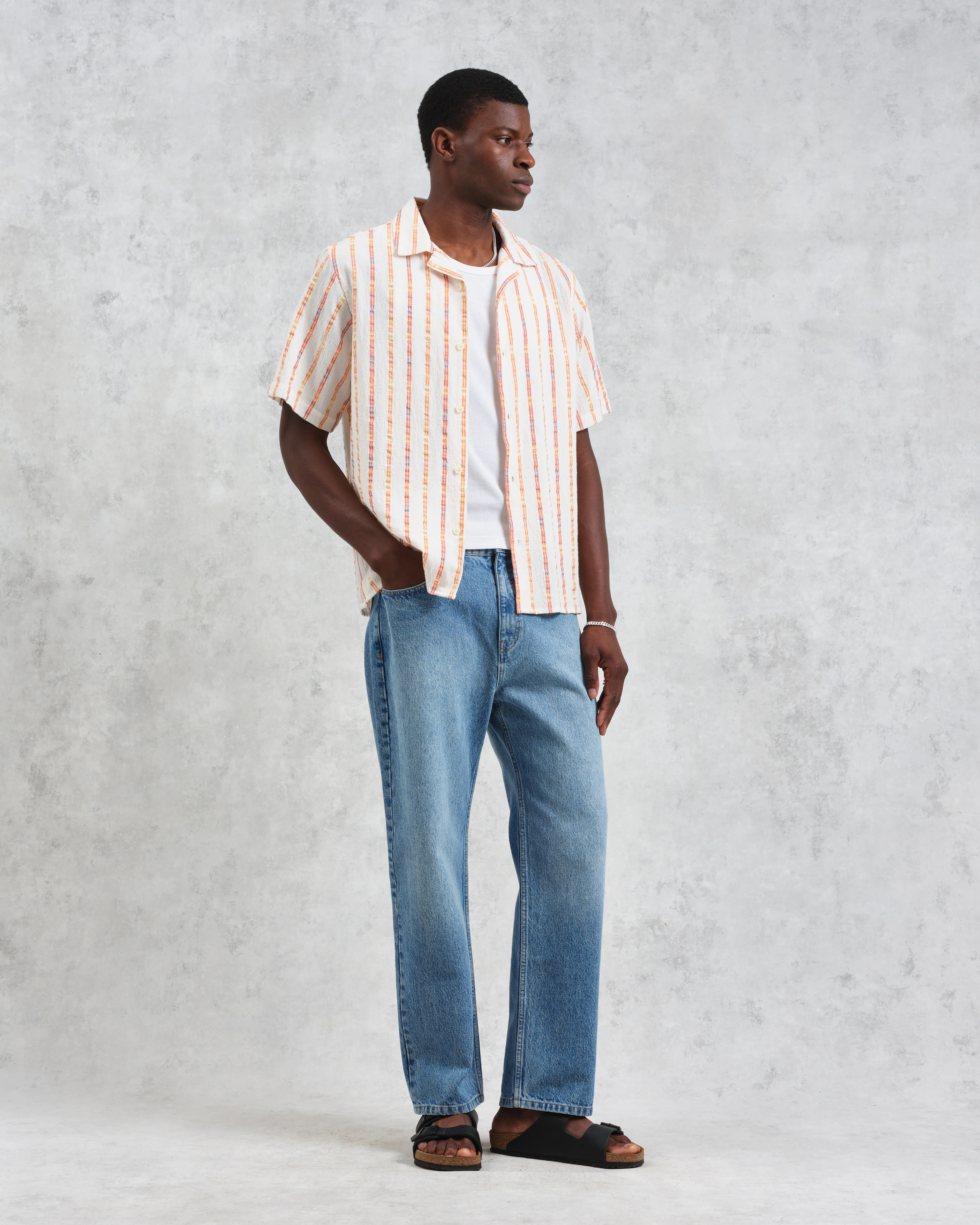 Didcot - Ecru Stripe Short-Sleeve Shirt - Image 4
