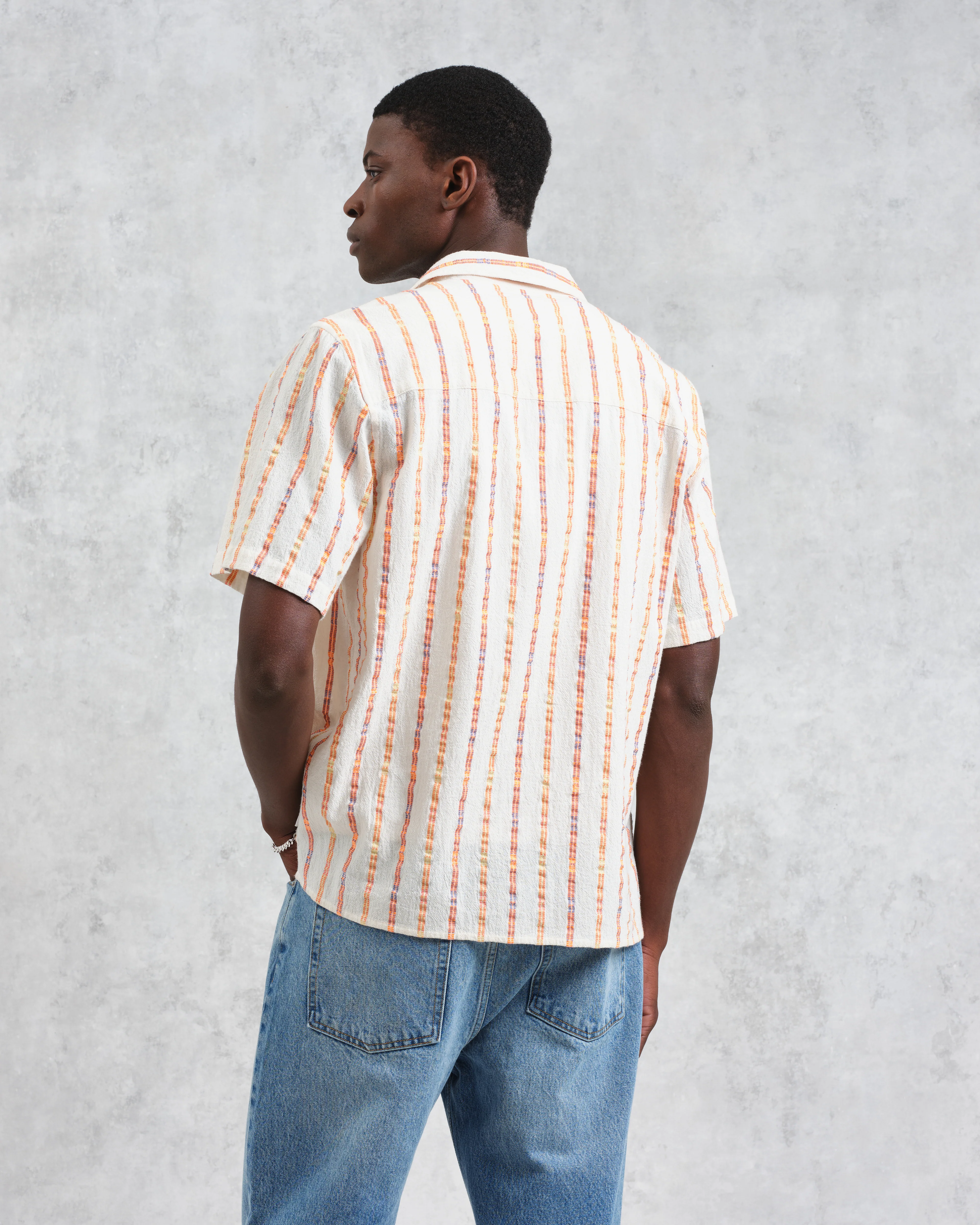 Didcot - Ecru Stripe Short-Sleeve Shirt - Image 7