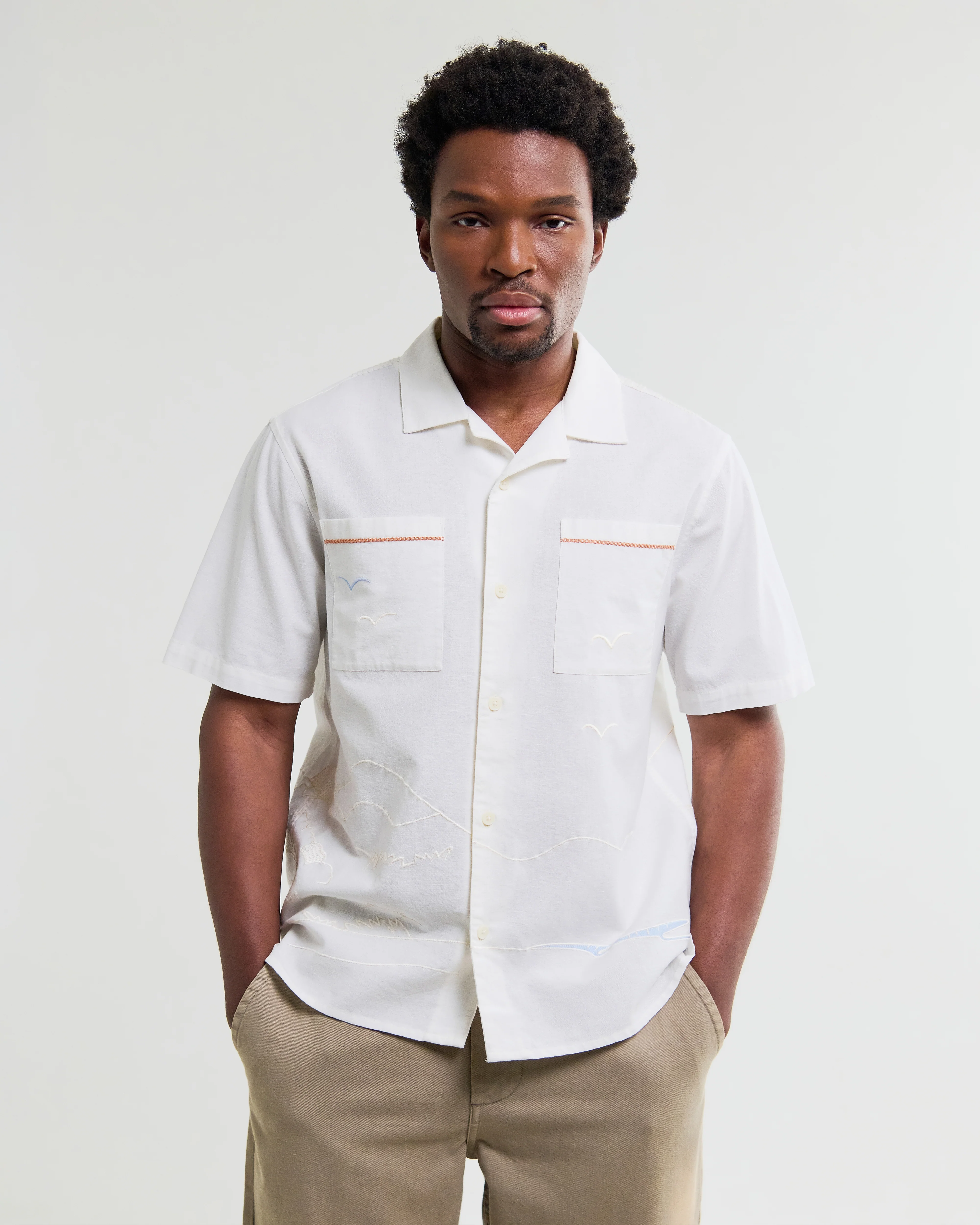 Didcot - Ecru Summer Applique Short-Sleeve Shirt - Image 3