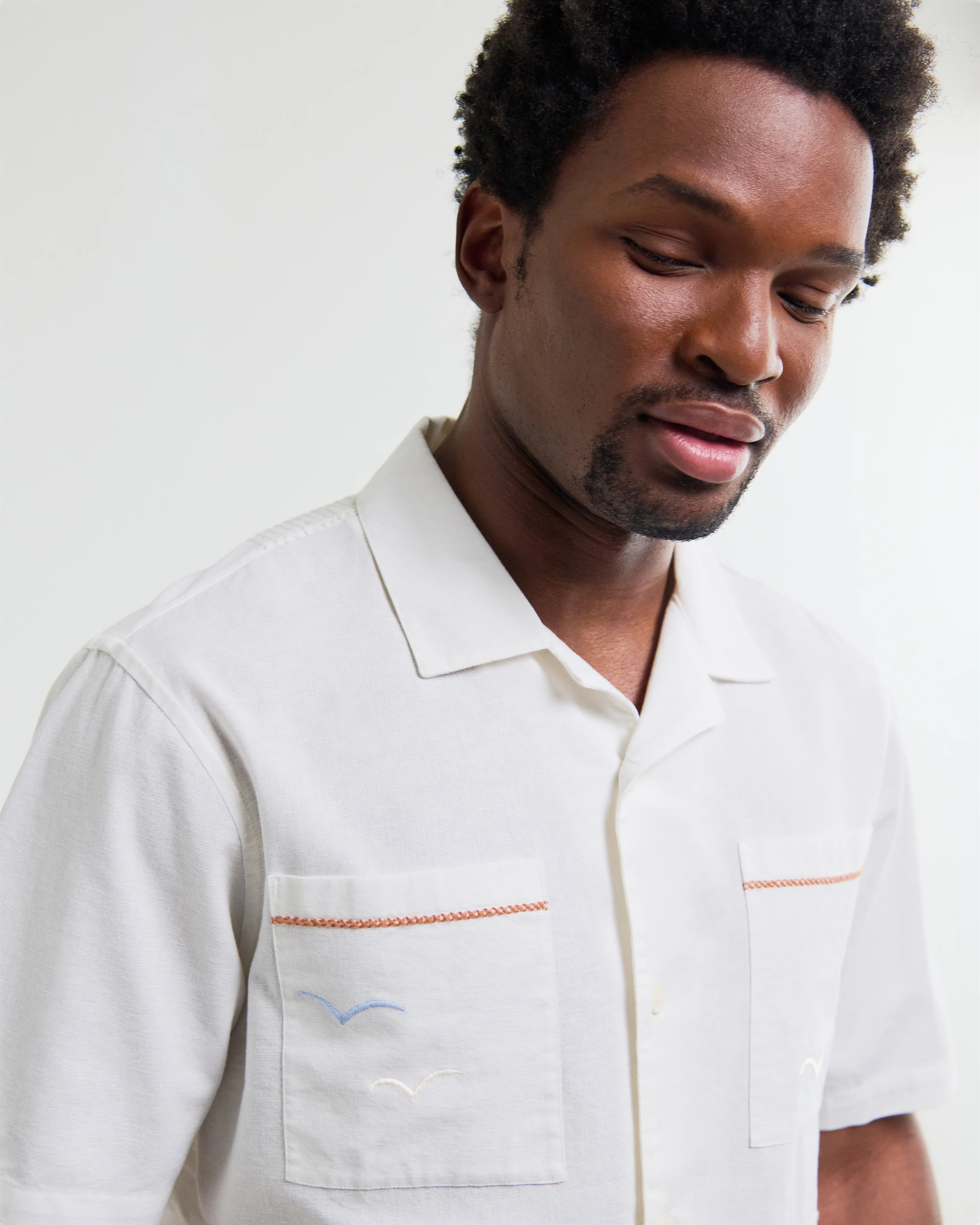 Didcot - Ecru Summer Applique Short-Sleeve Shirt - Image 4