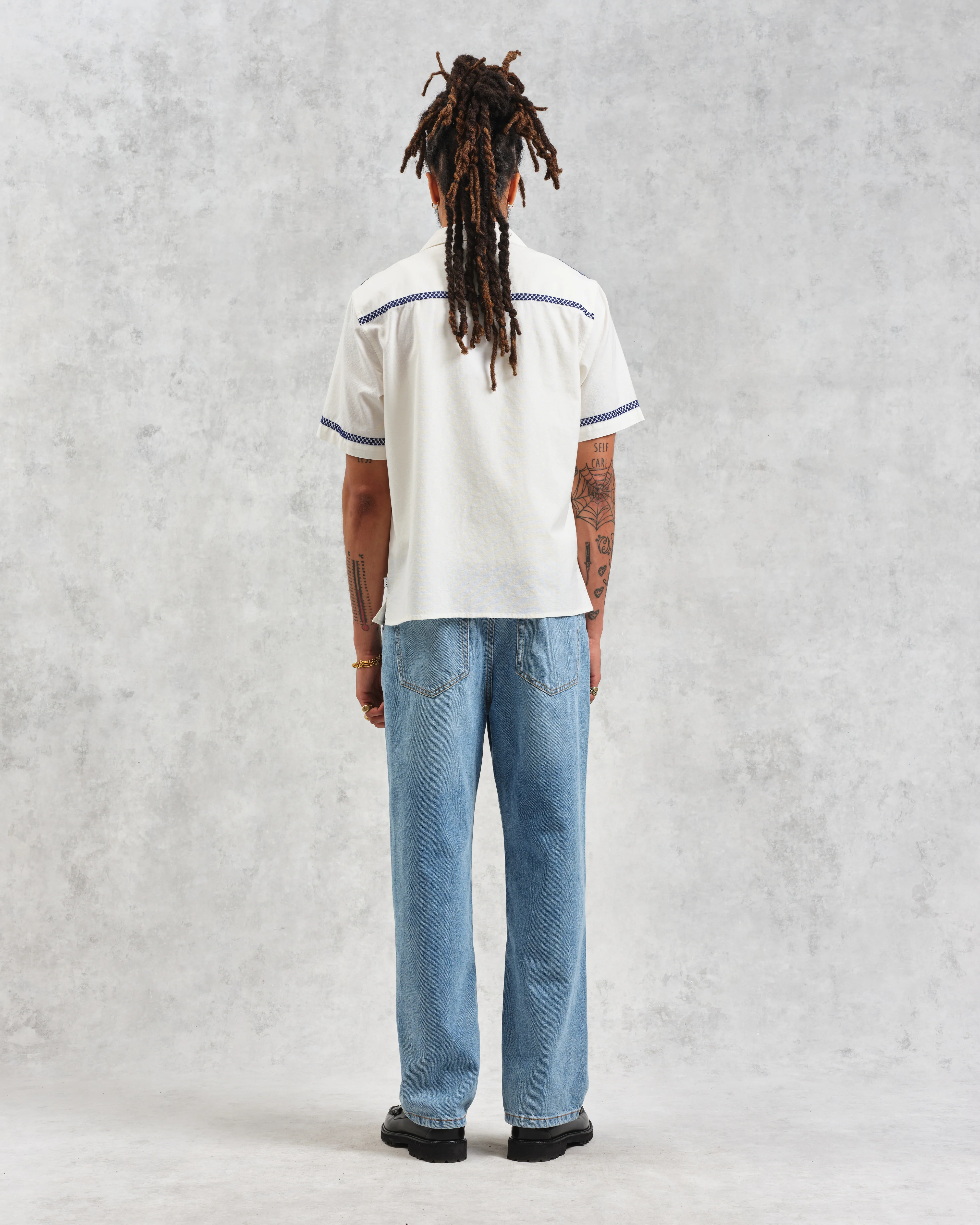 Didcot - Ecru Motif Embroidered Short-Sleeve Shirt - Image 7