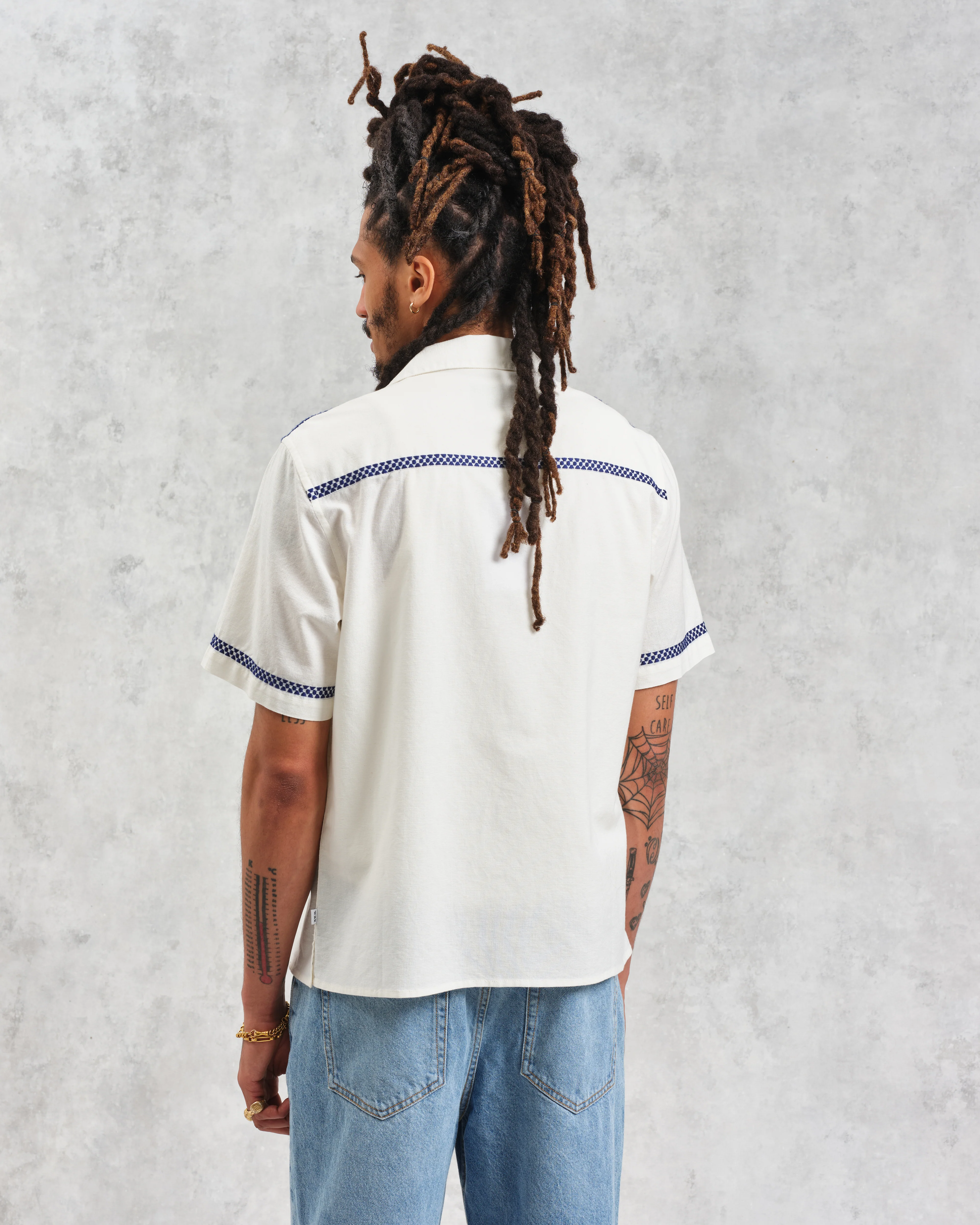 Didcot - Ecru Motif Embroidered Short-Sleeve Shirt - Image 8