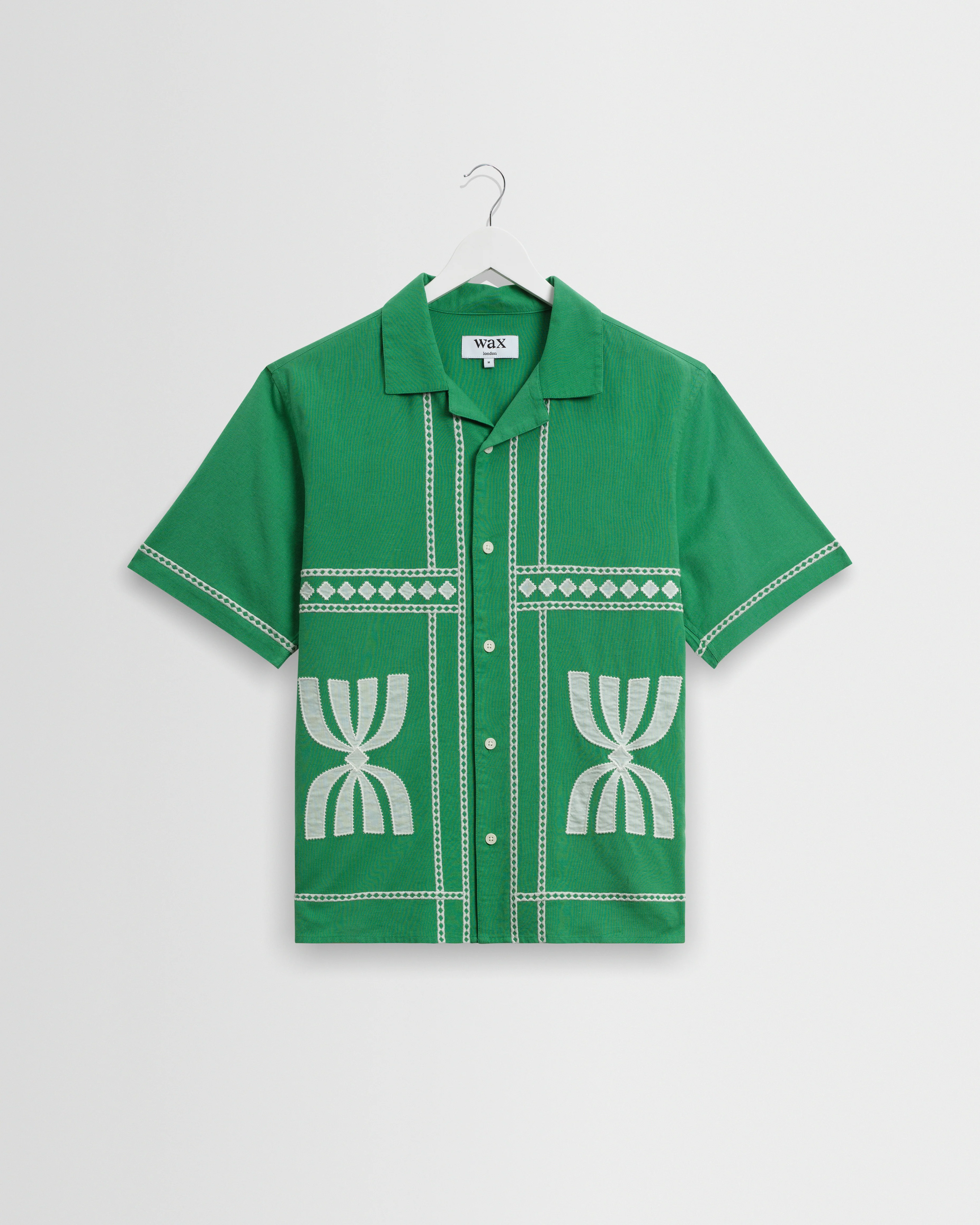 Didcot - Green And White Border Applique Short-Sleeve Shirt