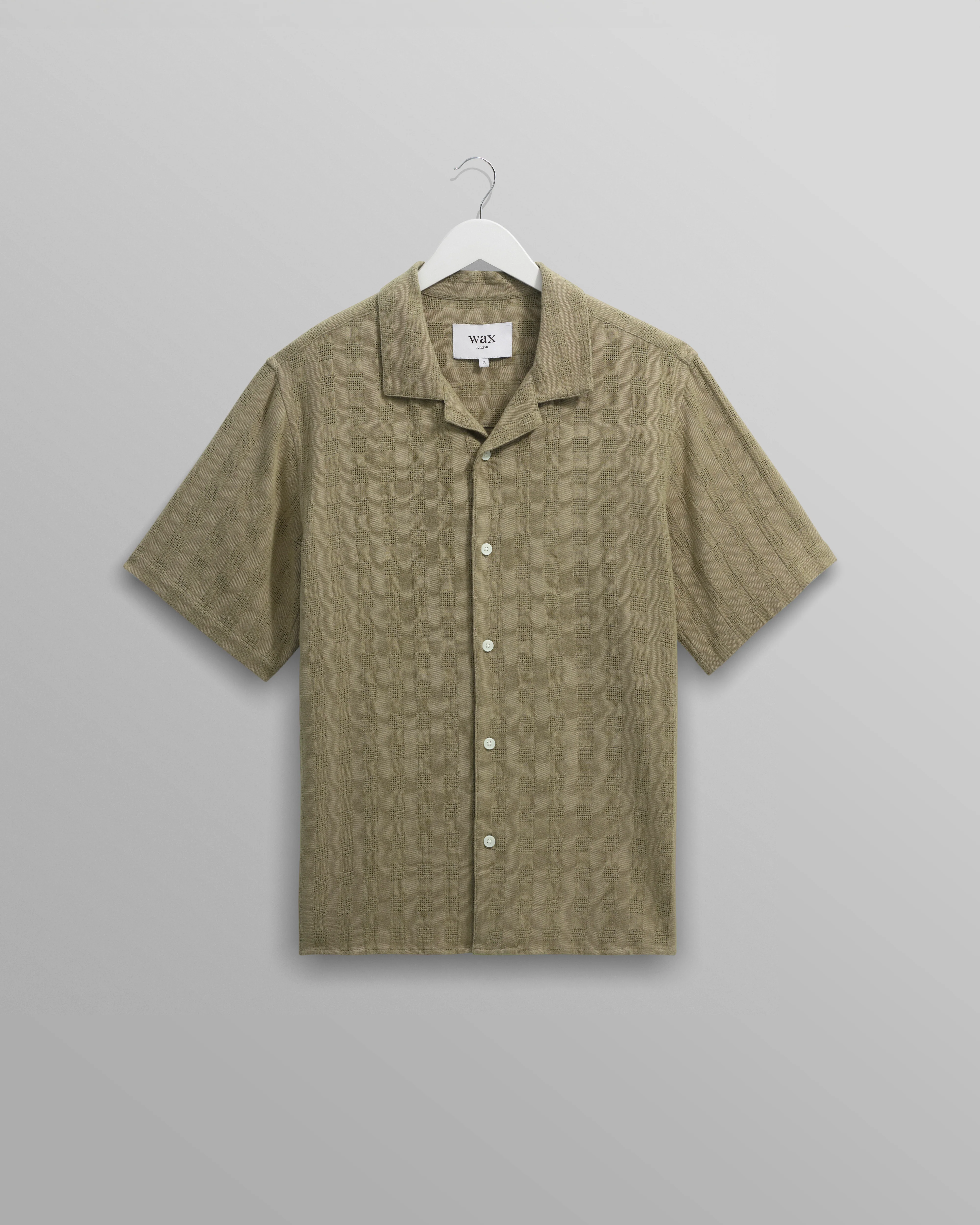 Didcot - Khaki Open Weave Cotton Short-Sleeve Shirt