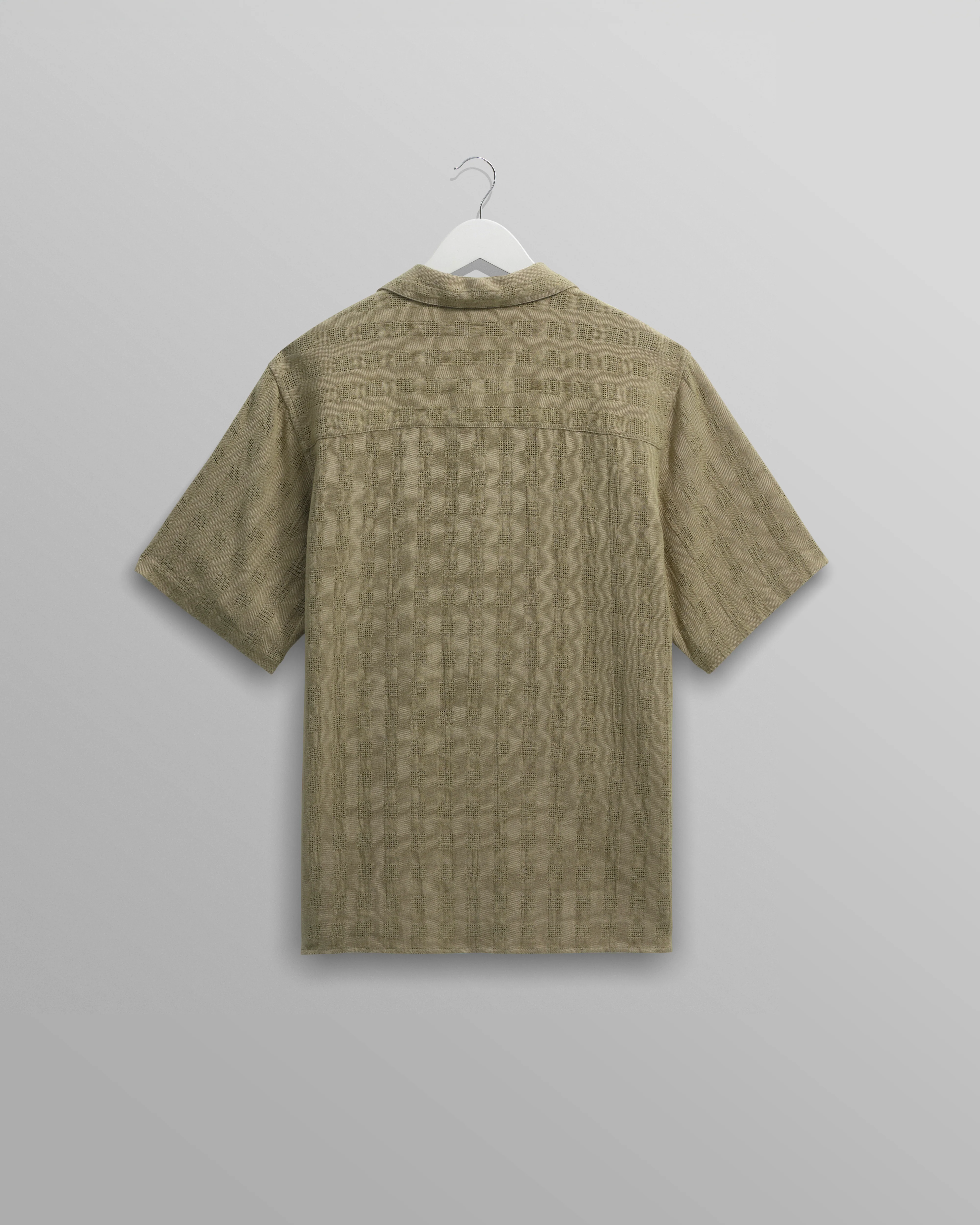 Didcot - Khaki Open Weave Cotton Short-Sleeve Shirt - Image 10