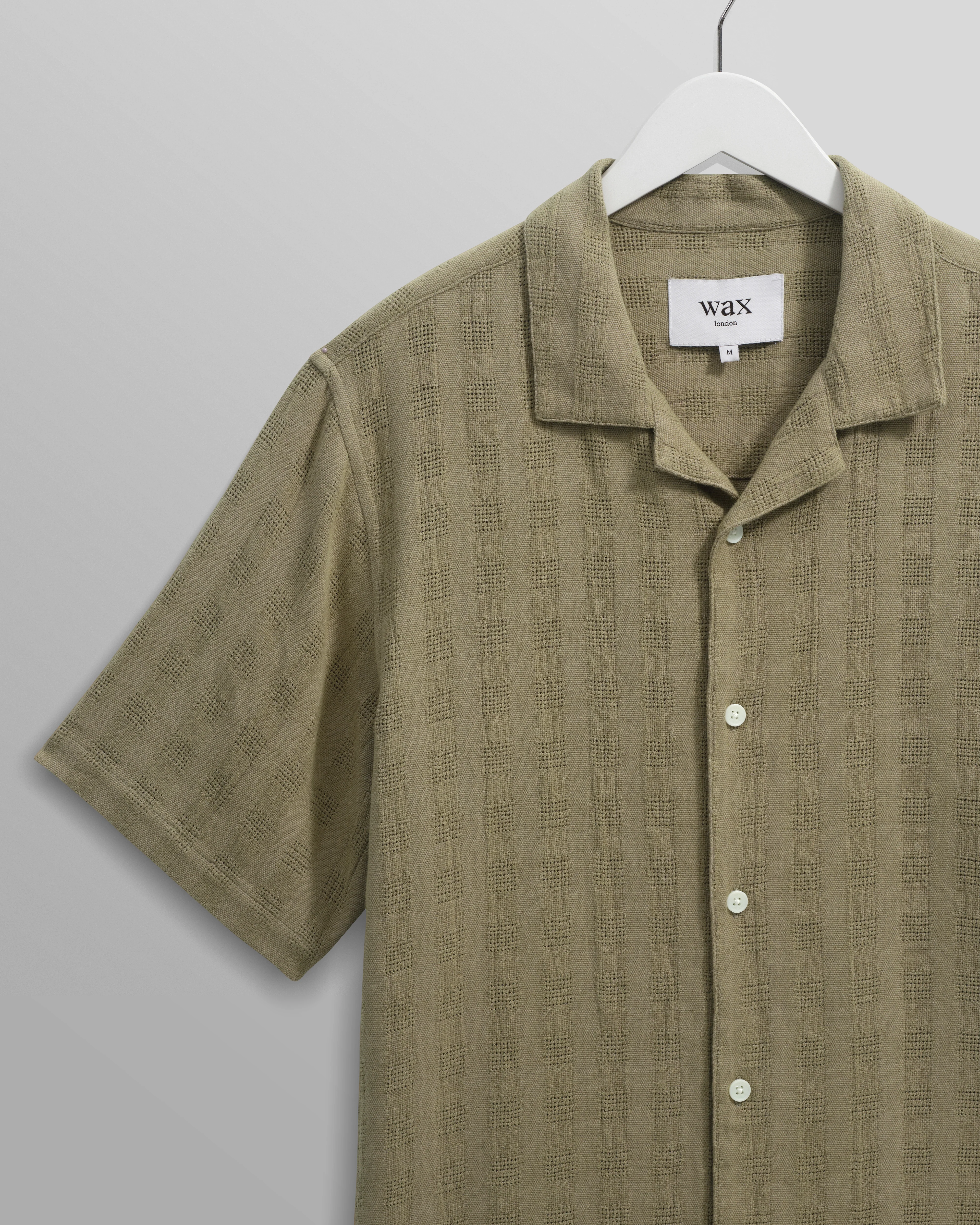 Didcot - Khaki Open Weave Cotton Short-Sleeve Shirt - Image 9