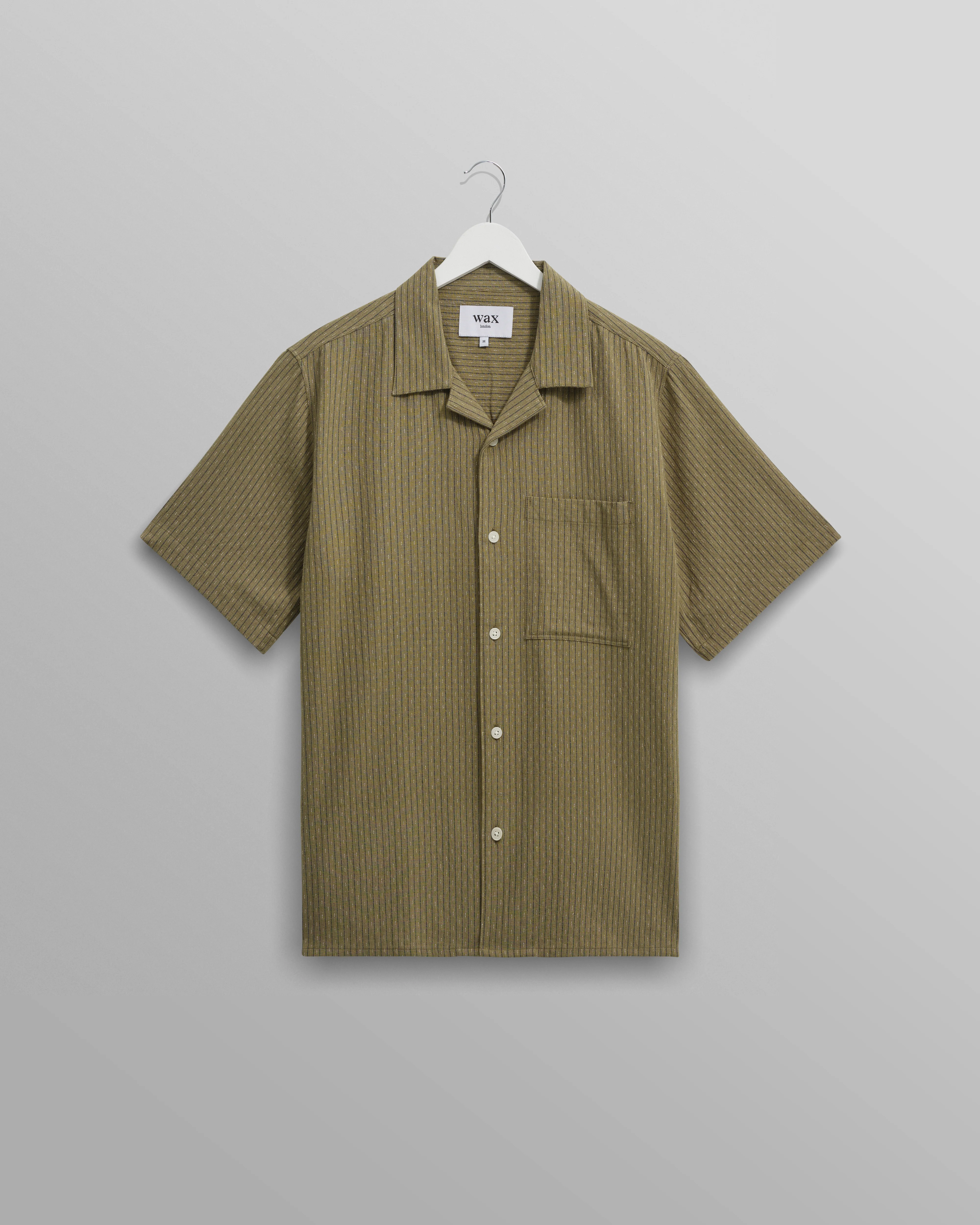 Didcot - Khaki Slub Stripe Short-Sleeve Shirt