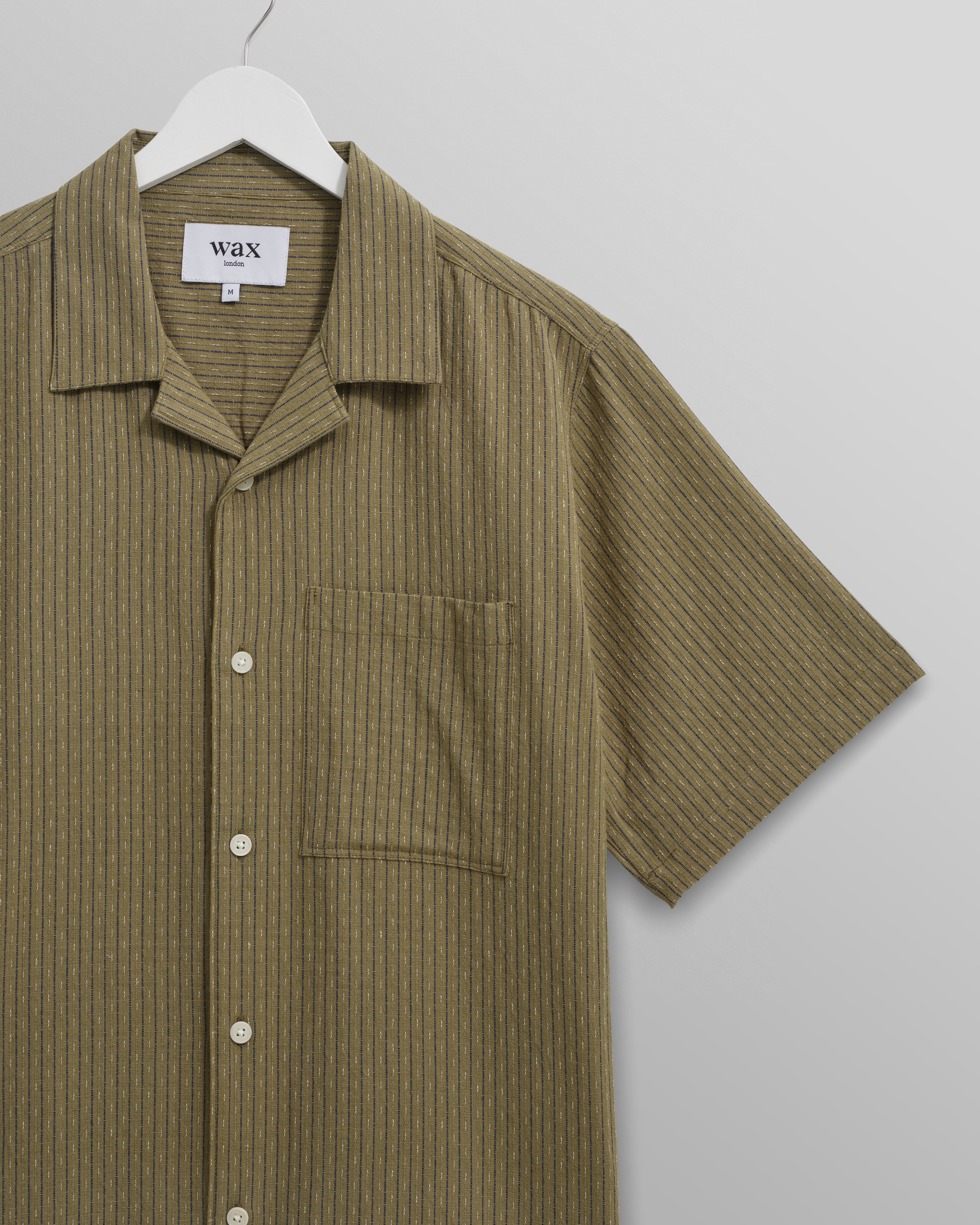Didcot - Khaki Slub Stripe Short-Sleeve Shirt - Image 8