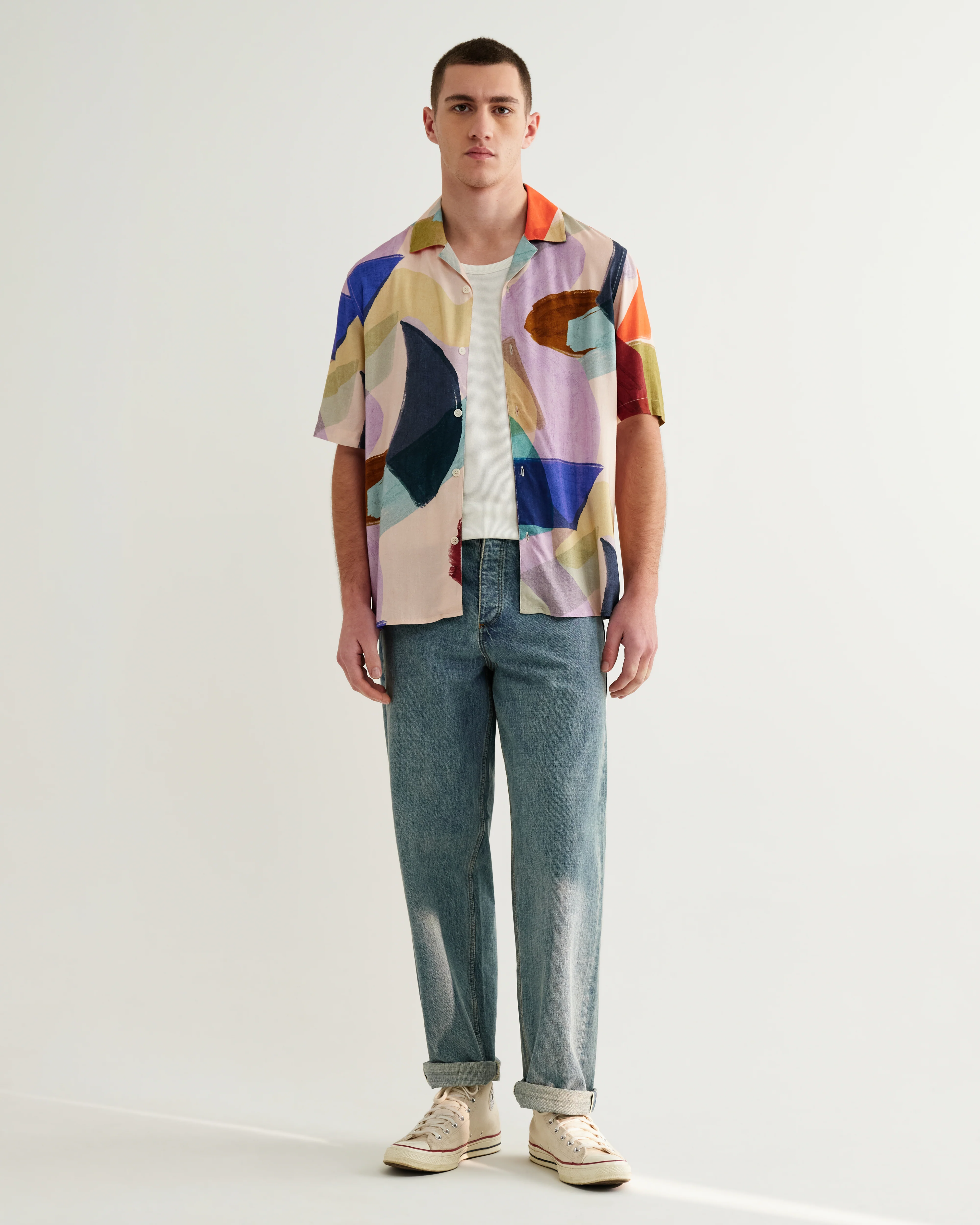Didcot - Multicolour Painted Shapes Short-Sleeve Shirt - Image 3