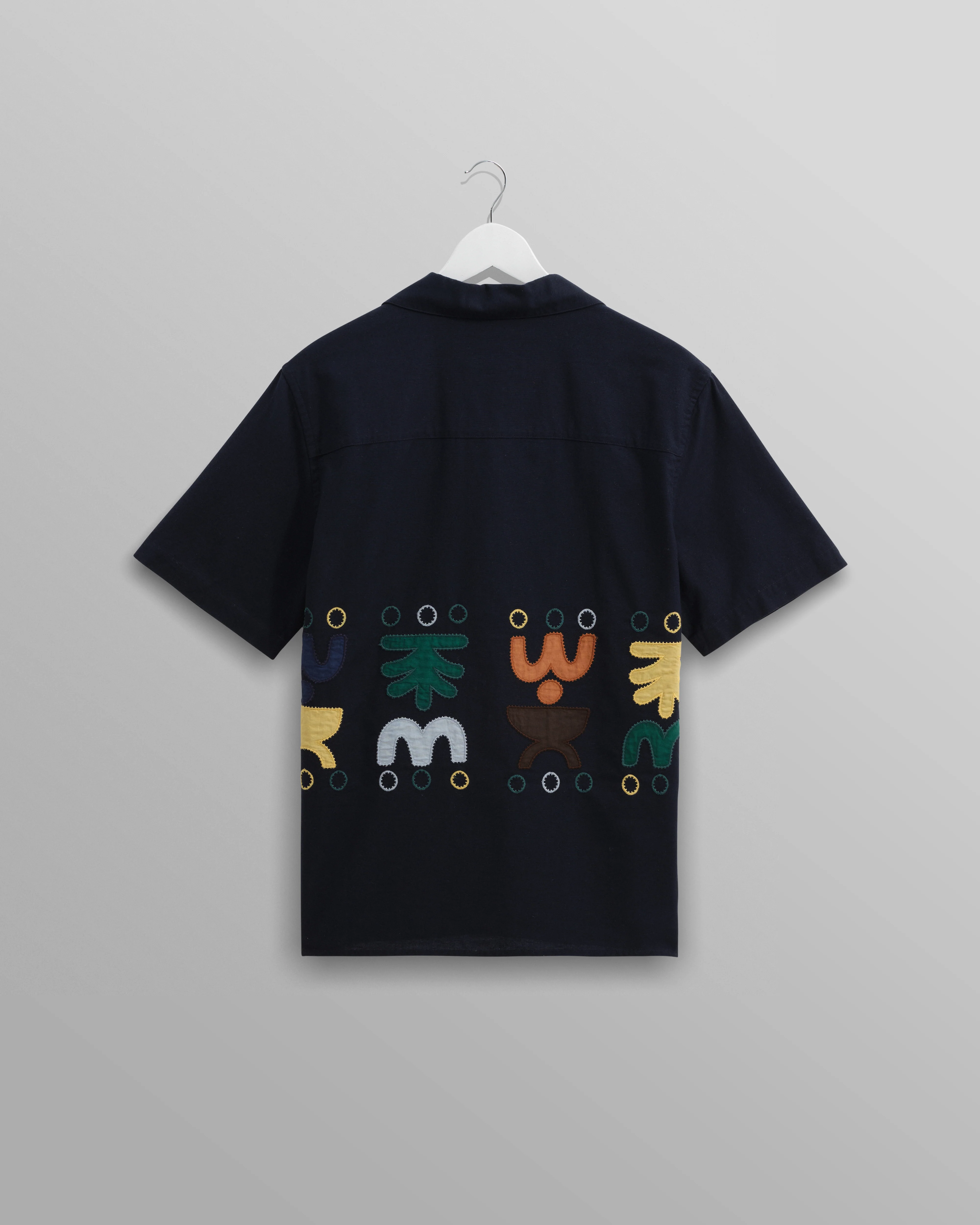 Didcot - Navy And Multicolour Bold Doodle Applique Short-Sleeve Shirt - Image 9