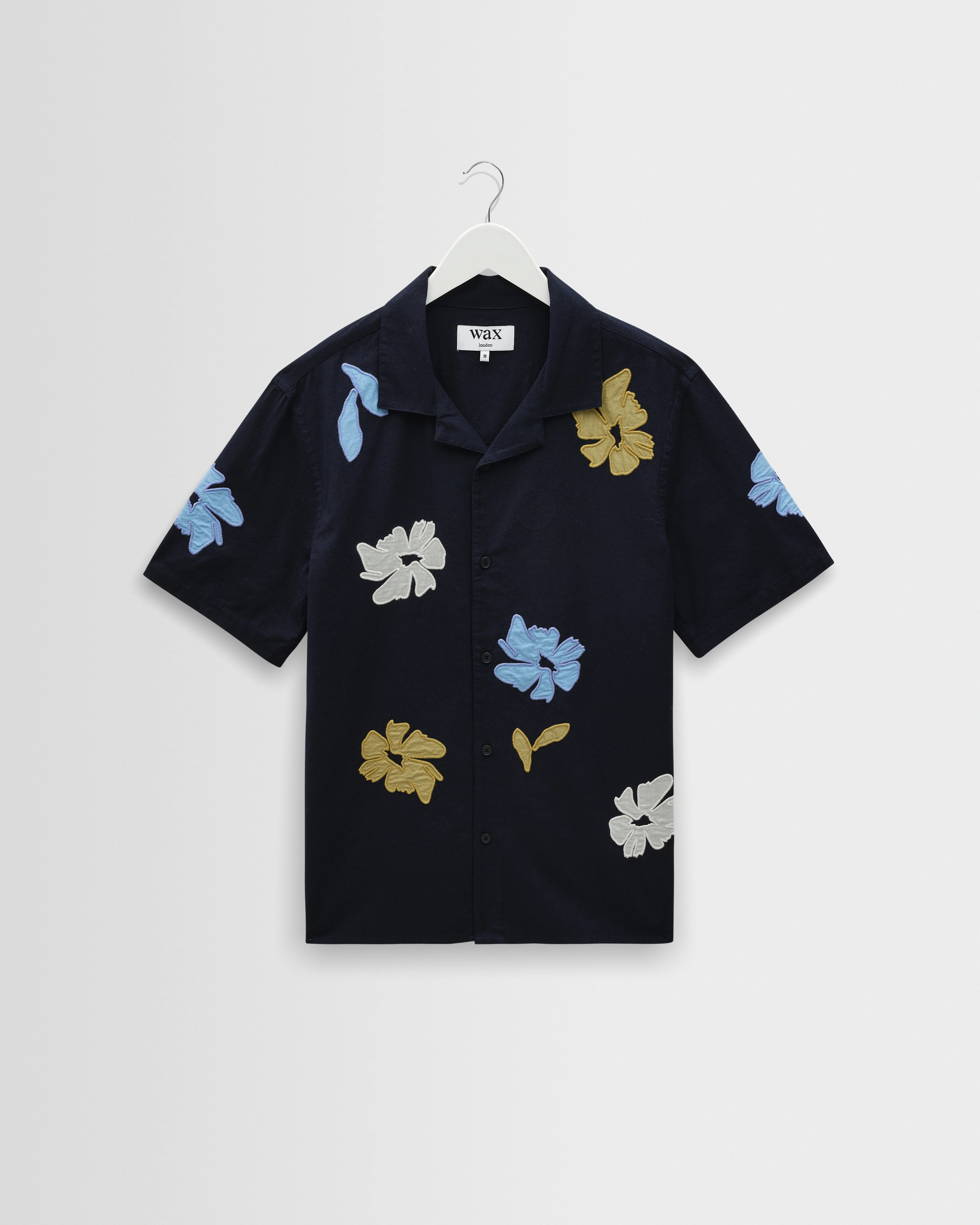 Didcot - Navy And Multicolour Floral Applique Short-Sleeve Shirt