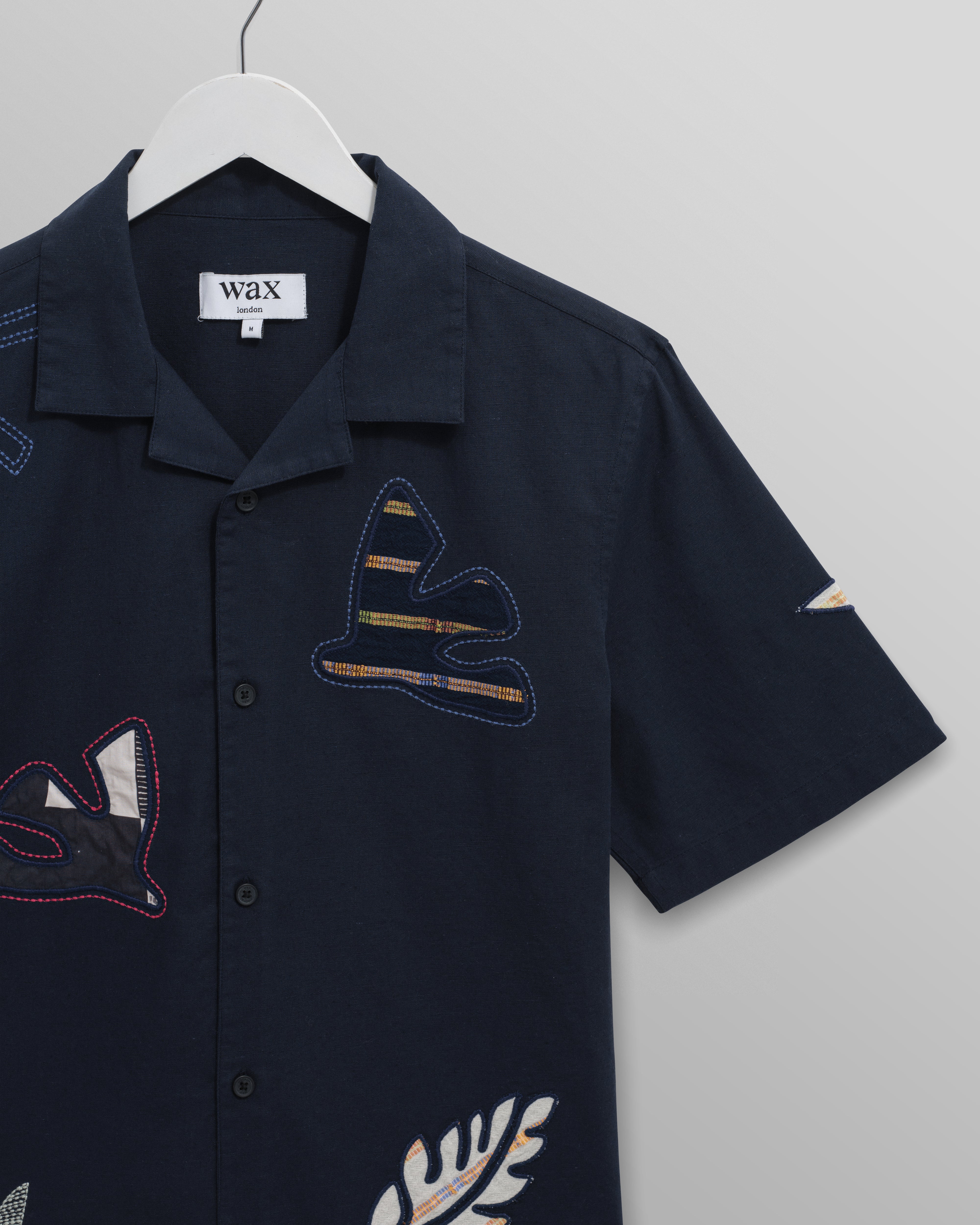 Didcot - Navy Doodle Applique Short-Sleeve Shirt - Image 10