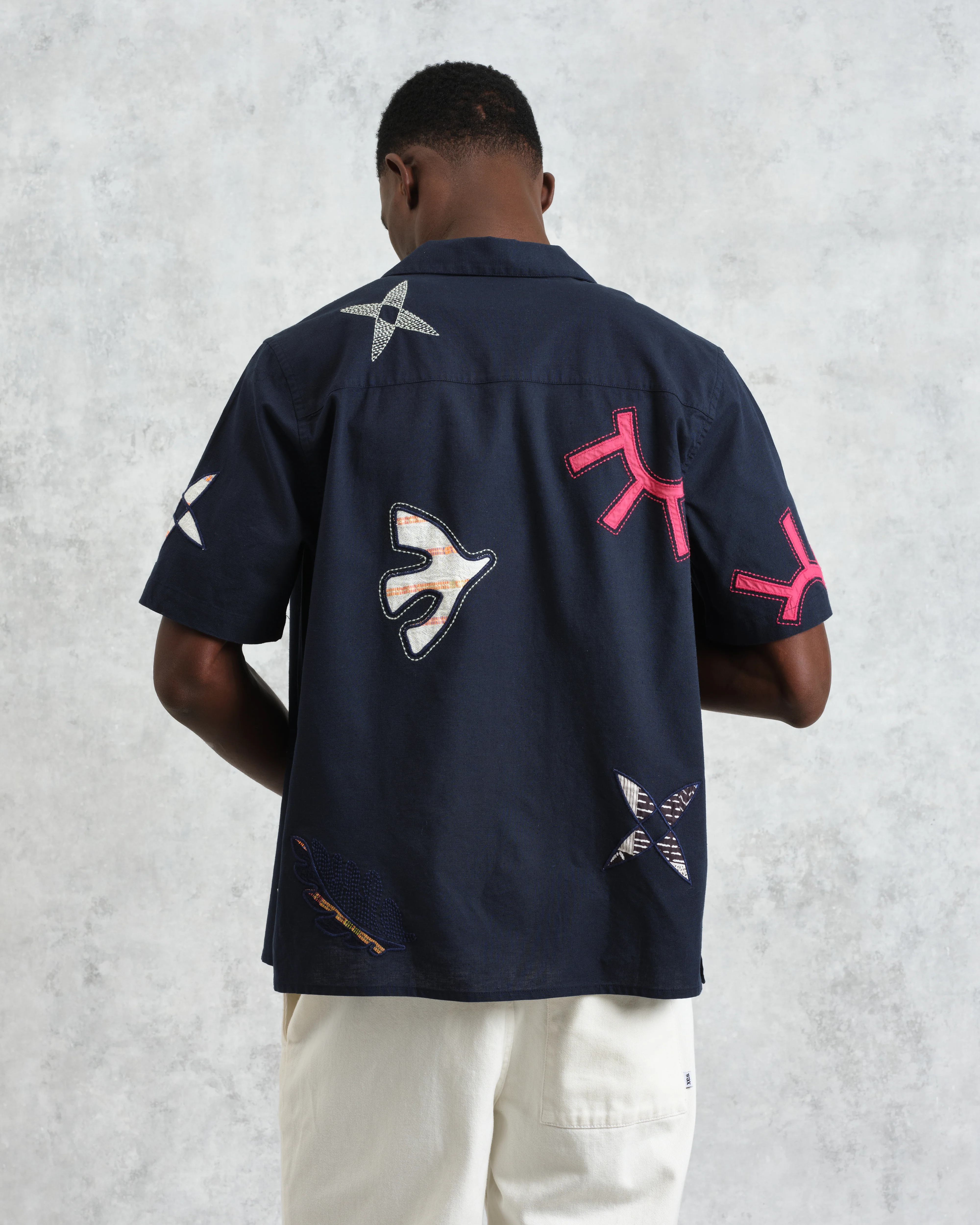 Didcot - Navy Doodle Applique Short-Sleeve Shirt - Image 2