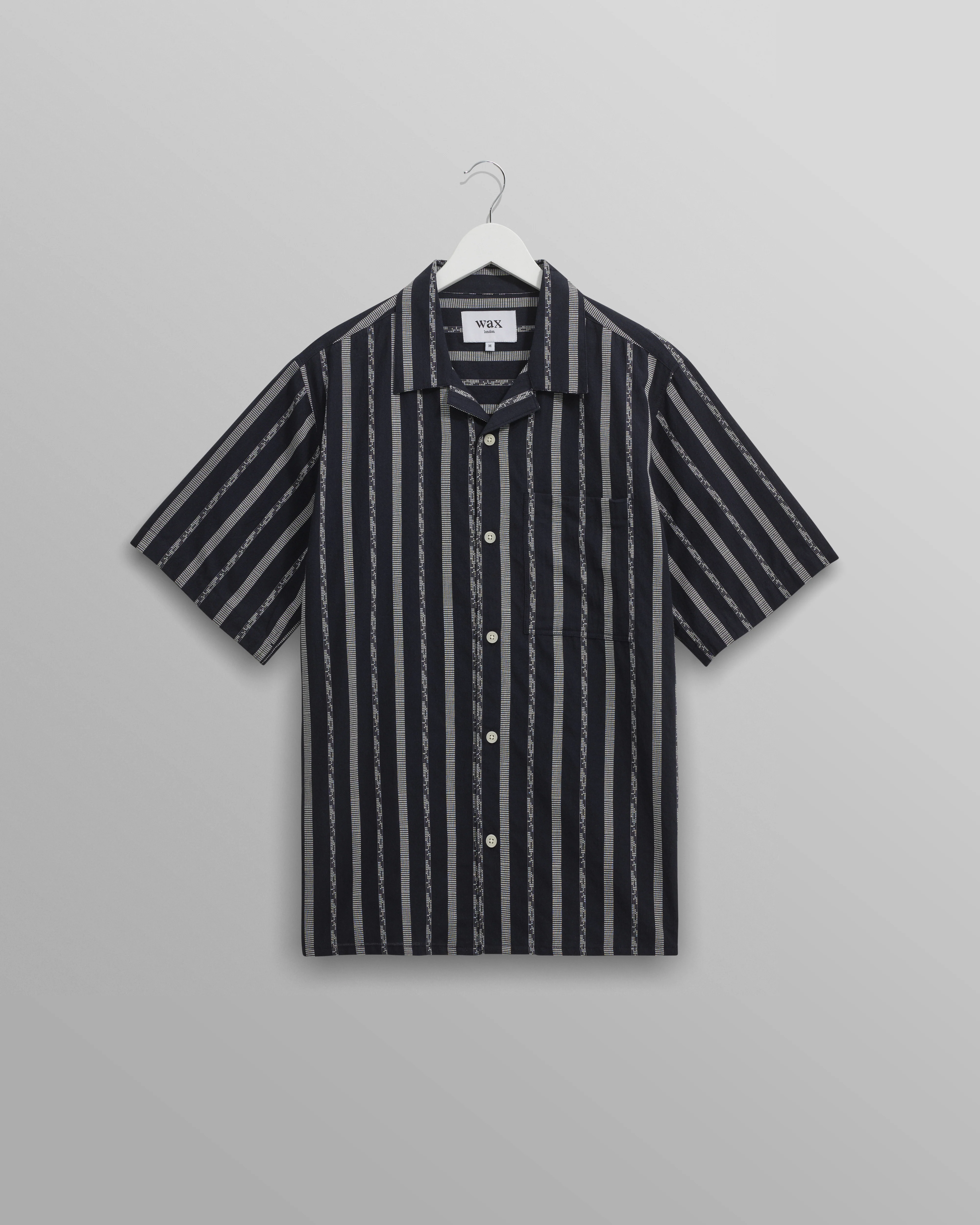Didcot - Navy Fleck Stripe Short-Sleeve Shirt