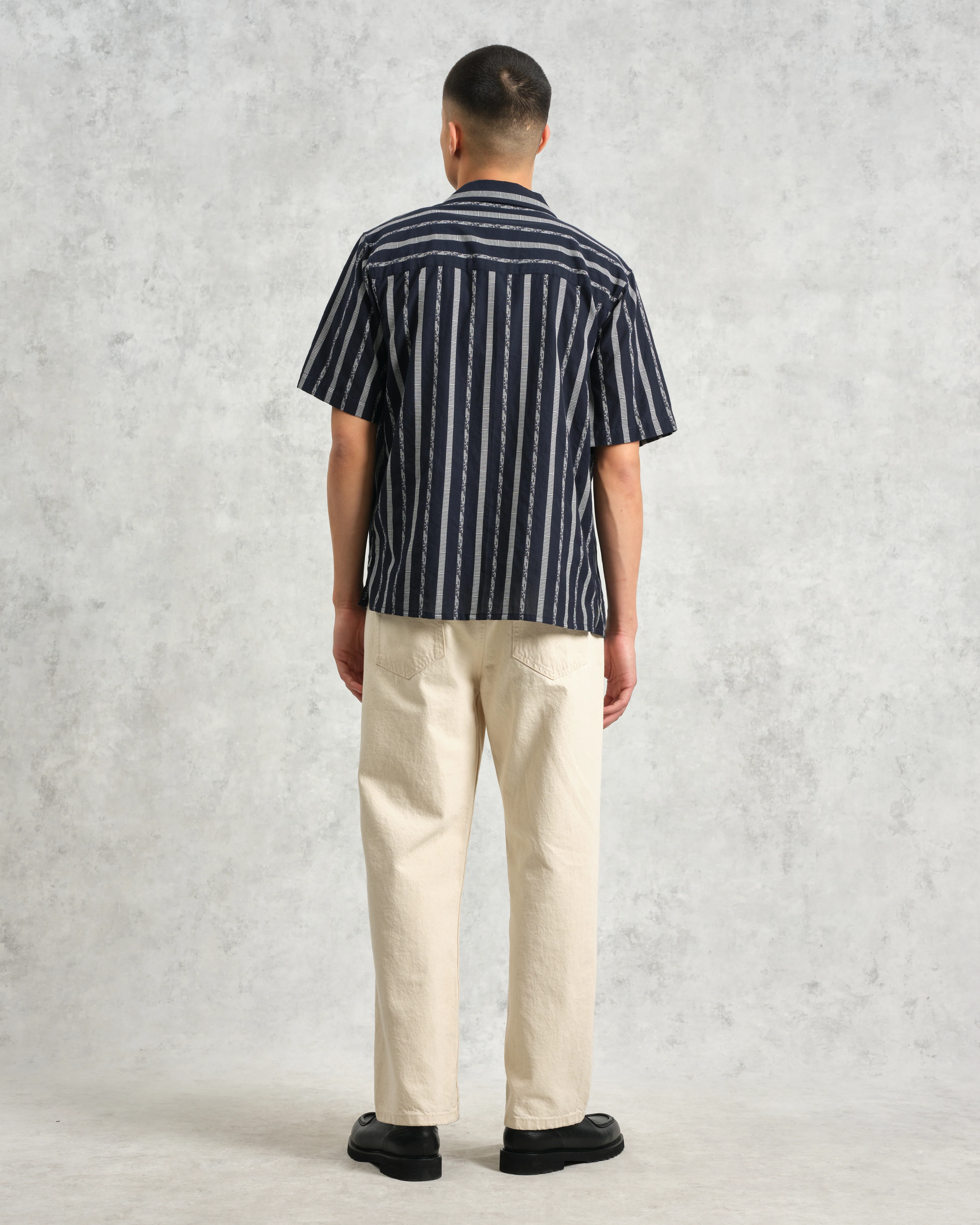 Didcot - Navy Fleck Stripe Short-Sleeve Shirt - Image 6