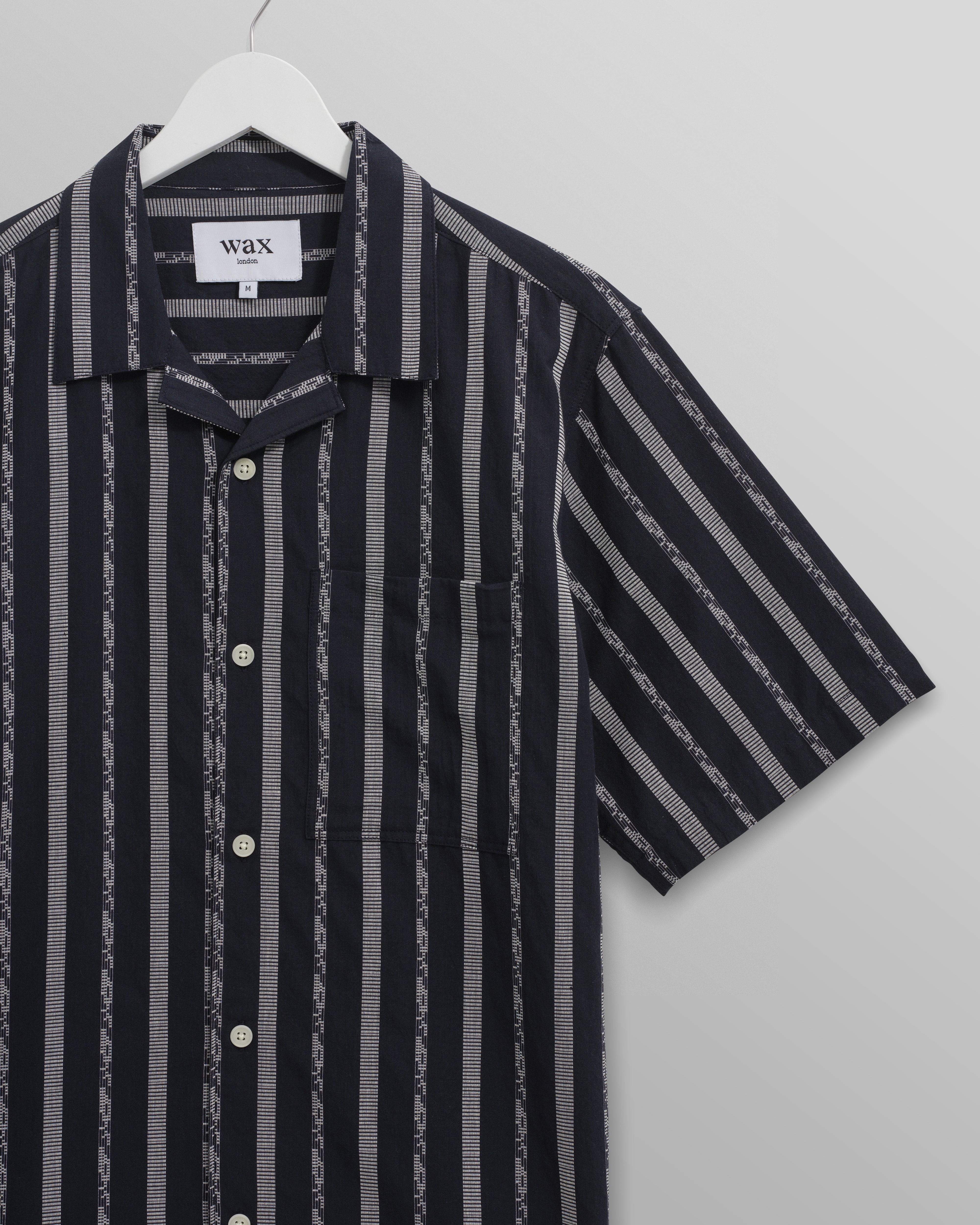 Didcot - Navy Fleck Stripe Short-Sleeve Shirt - Image 8