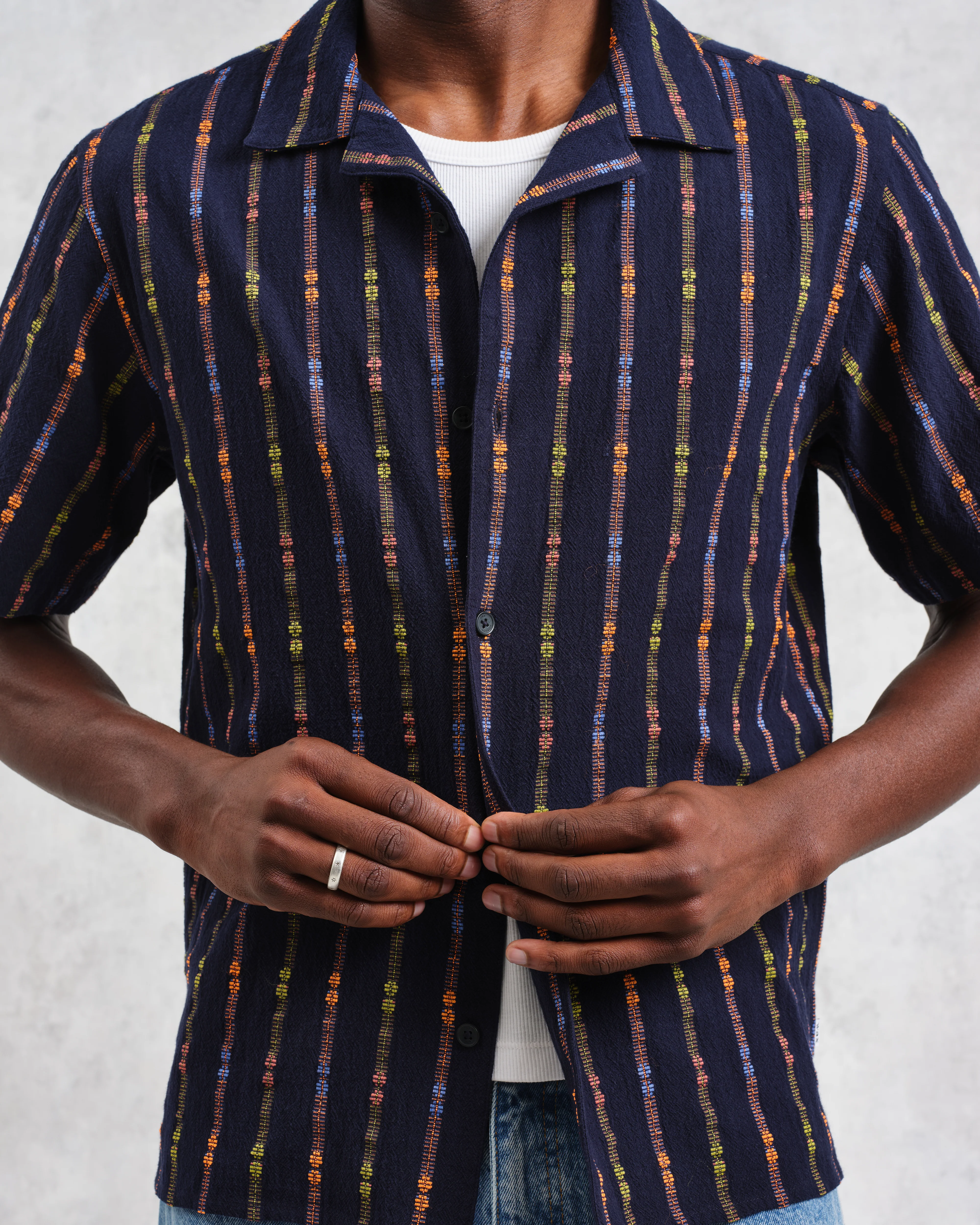 Didcot - Navy Stripe Short-Sleeve Shirt - Image 3
