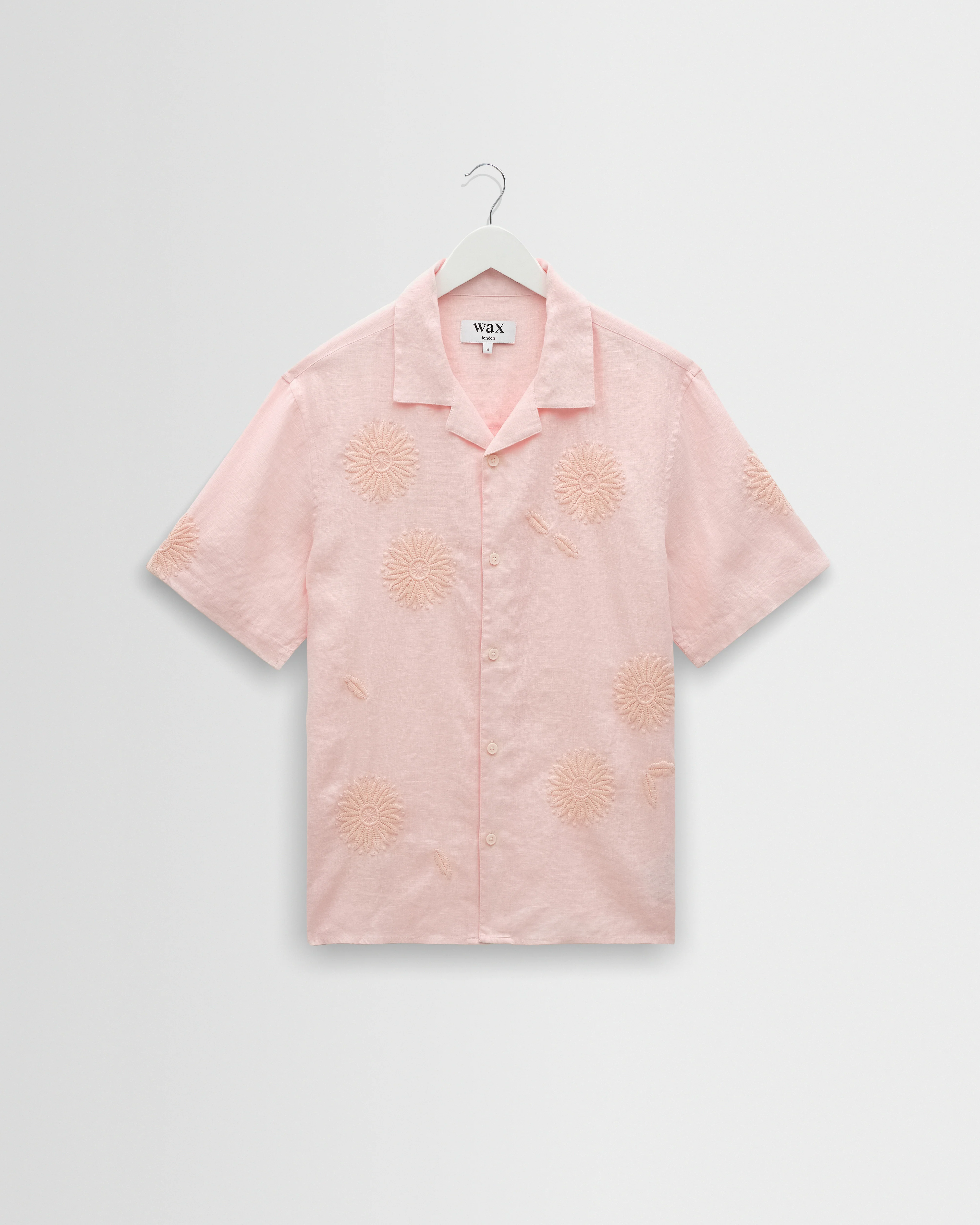 Didcot - Pink Flower Embroidered Short-Sleeve Shirt
