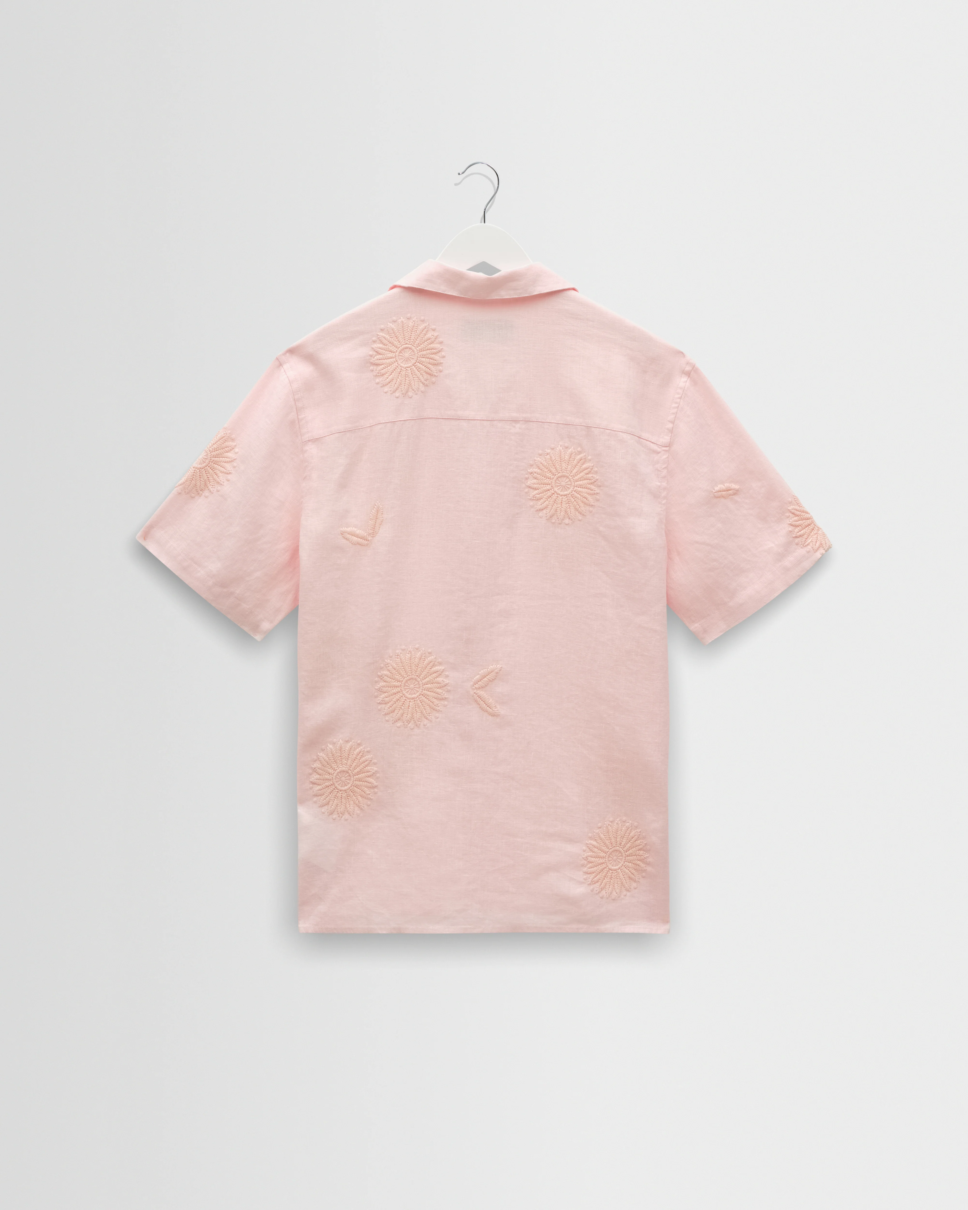 Didcot - Pink Flower Embroidered Short-Sleeve Shirt - Image 9