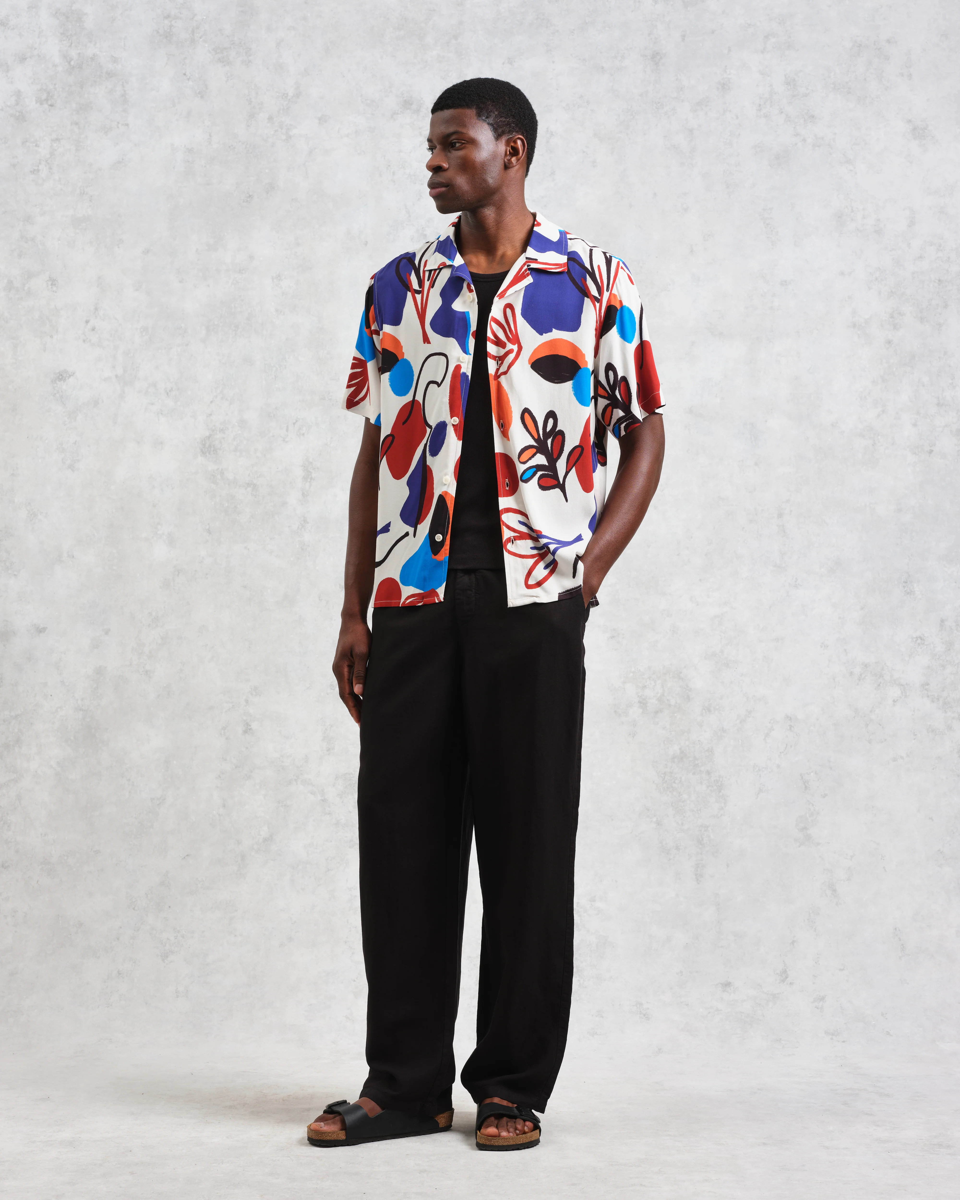 Didcot - Red And Blue Scribble Print Short-Sleeve Shirt - Image 4
