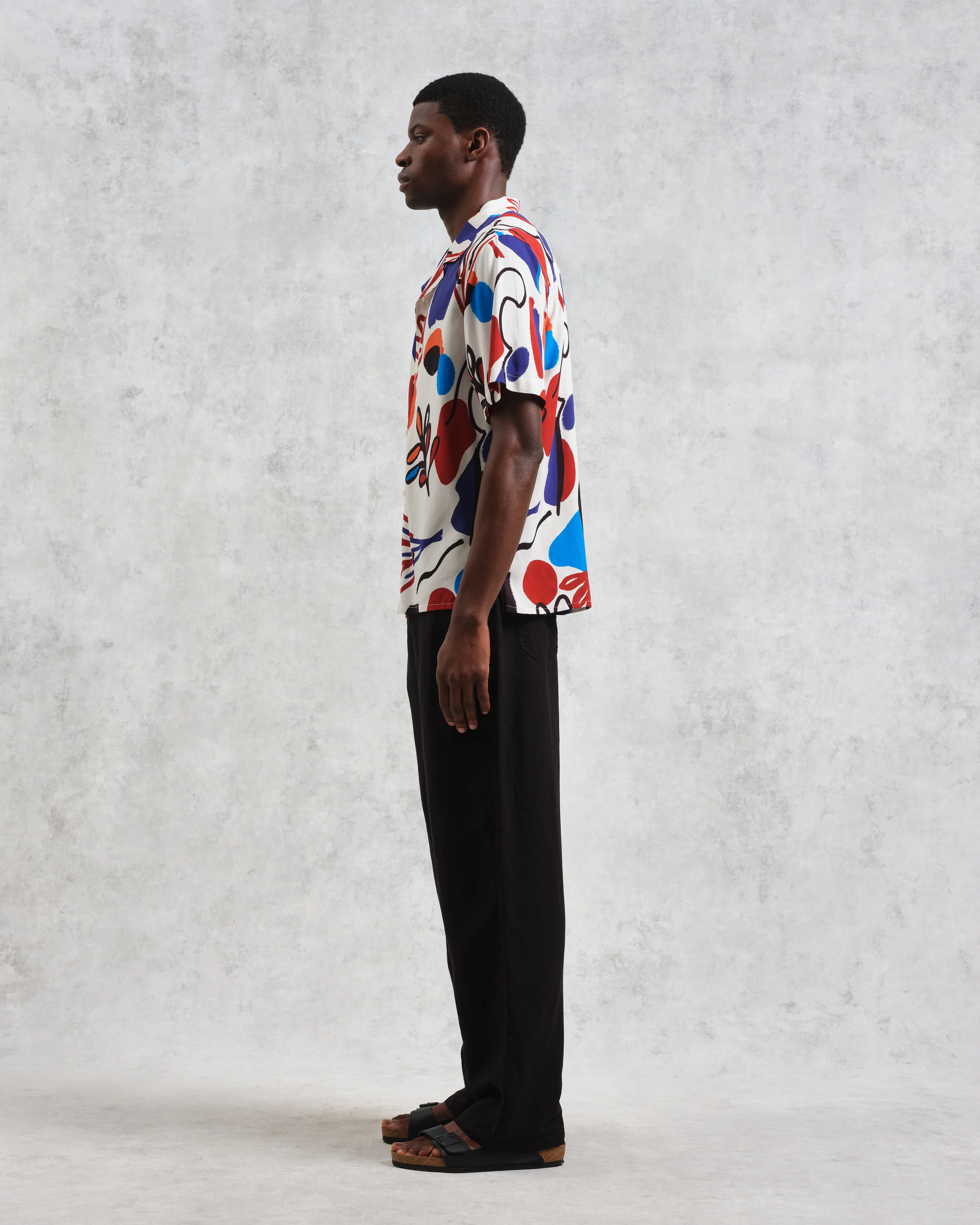 Didcot - Red And Blue Scribble Print Short-Sleeve Shirt - Image 5