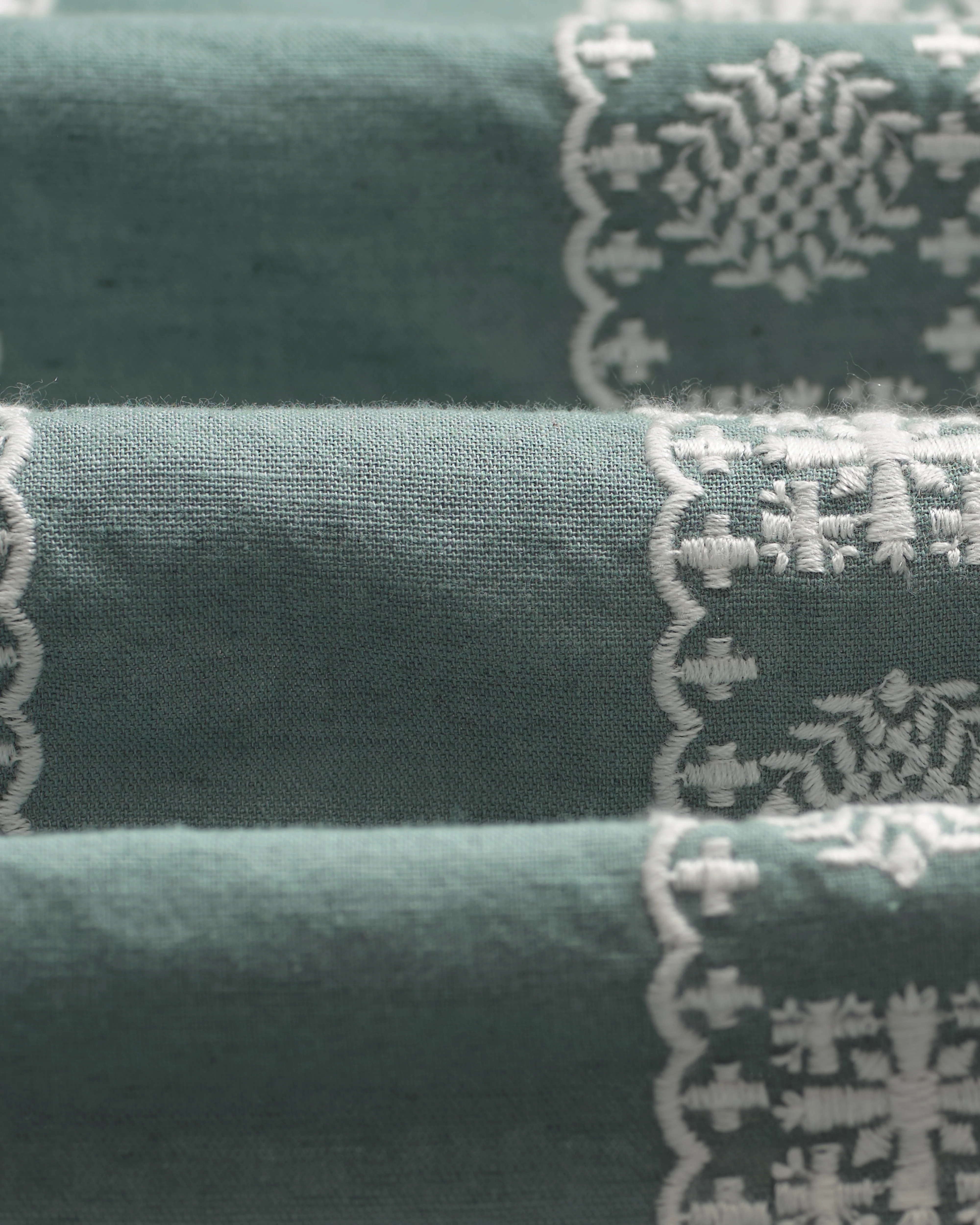 Didcot - Sea Green And Ecru Embroidered Short-Sleeve Shirt - Image 9