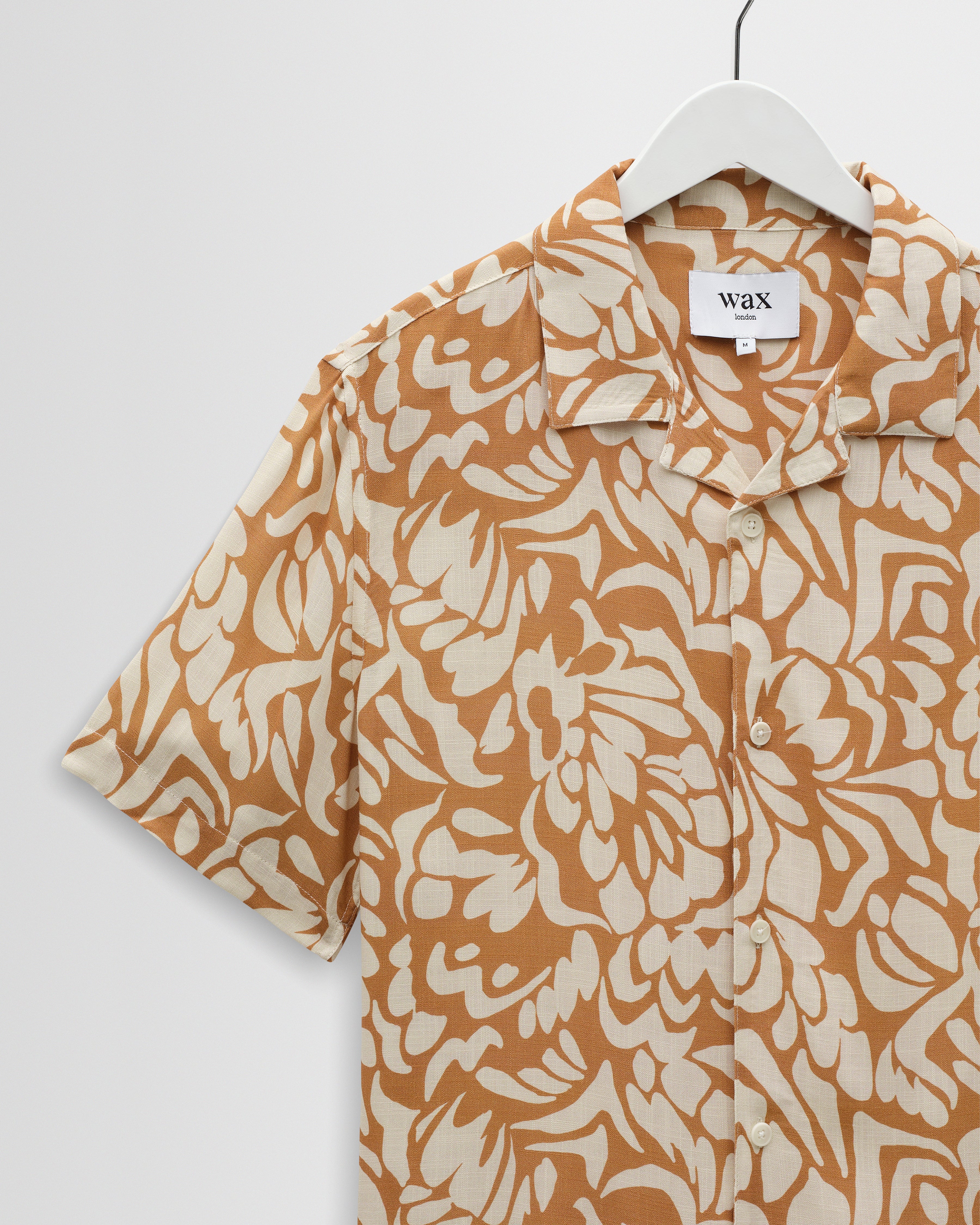Didcot - Tan And Beige Floral Viscose Short-Sleeve Shirt - Image 7