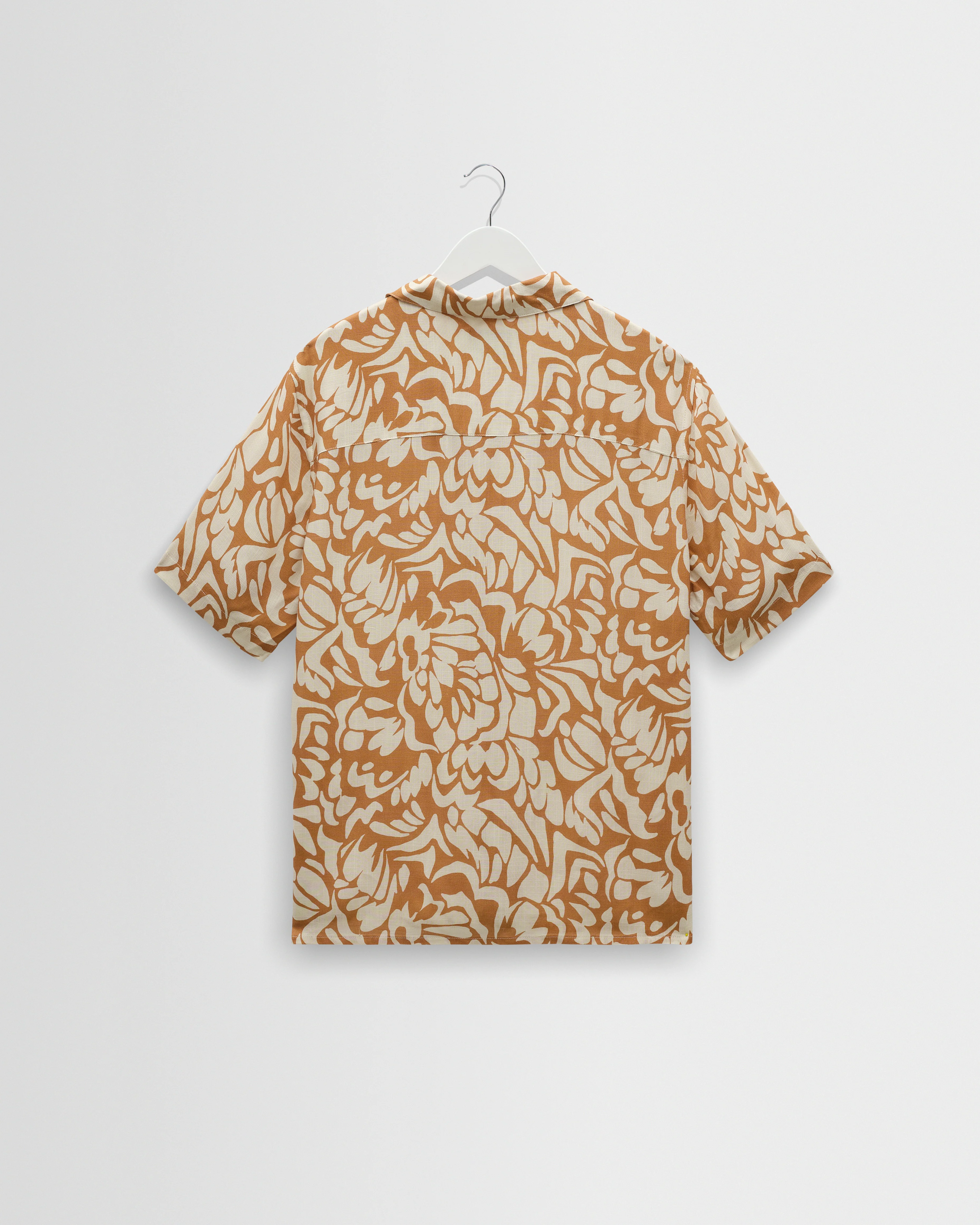 Didcot - Tan And Beige Floral Viscose Short-Sleeve Shirt - Image 8