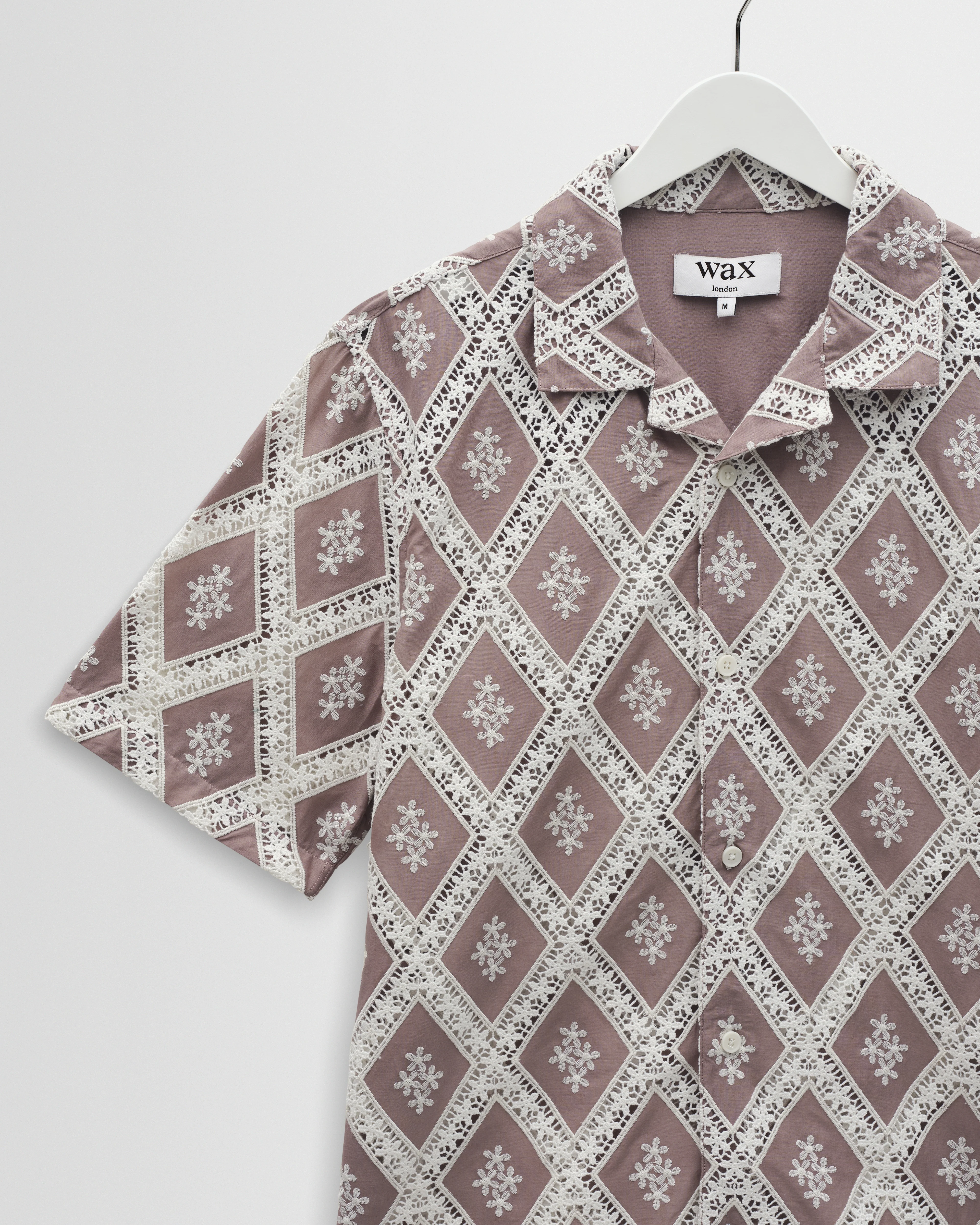 Didcot - Taupe And Ecru Diamond Lace Short-Sleeve Shirt - Image 7