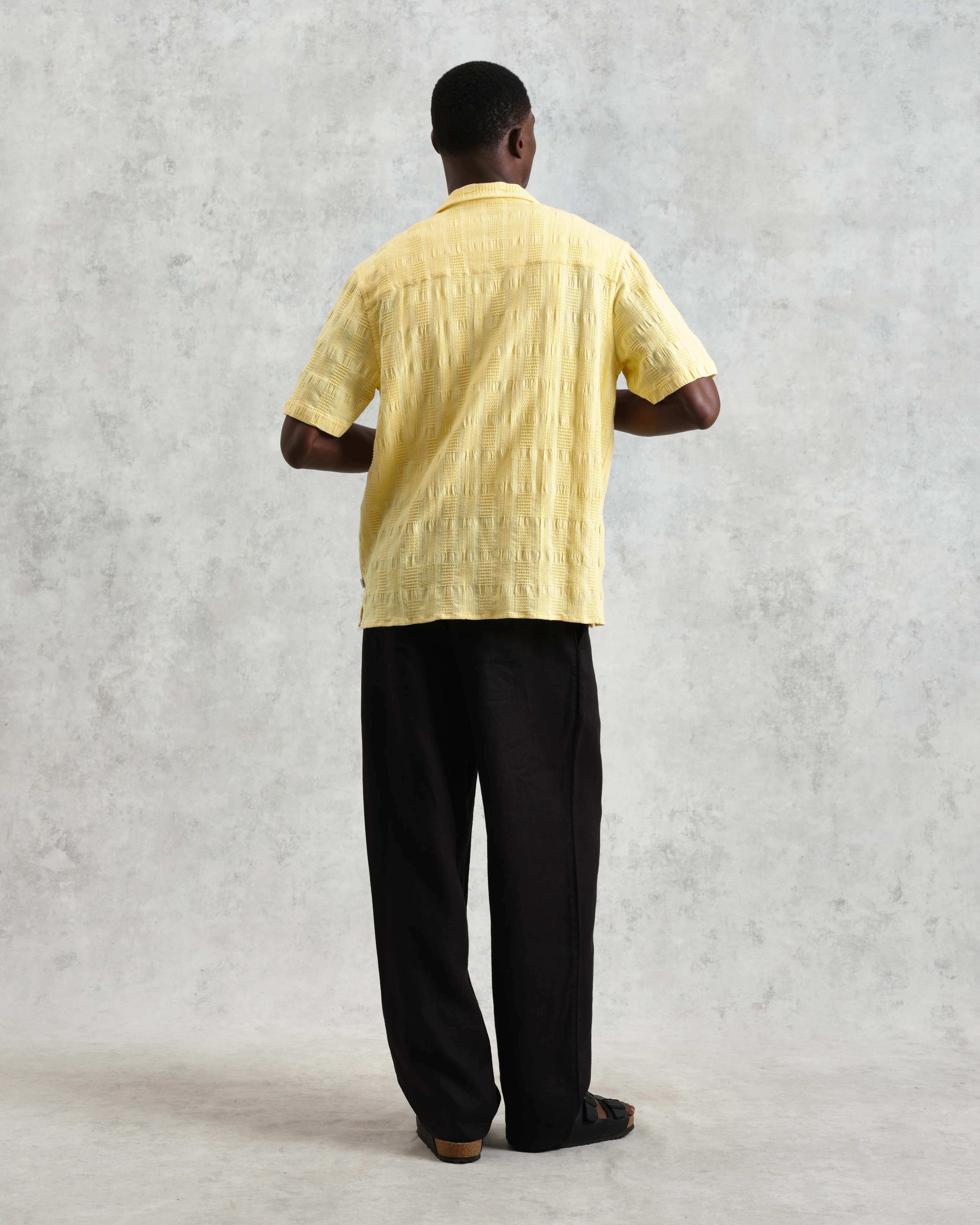 Didcot - Yellow Waffle Seersucker Cotton Short-Sleeve Shirt - Image 7