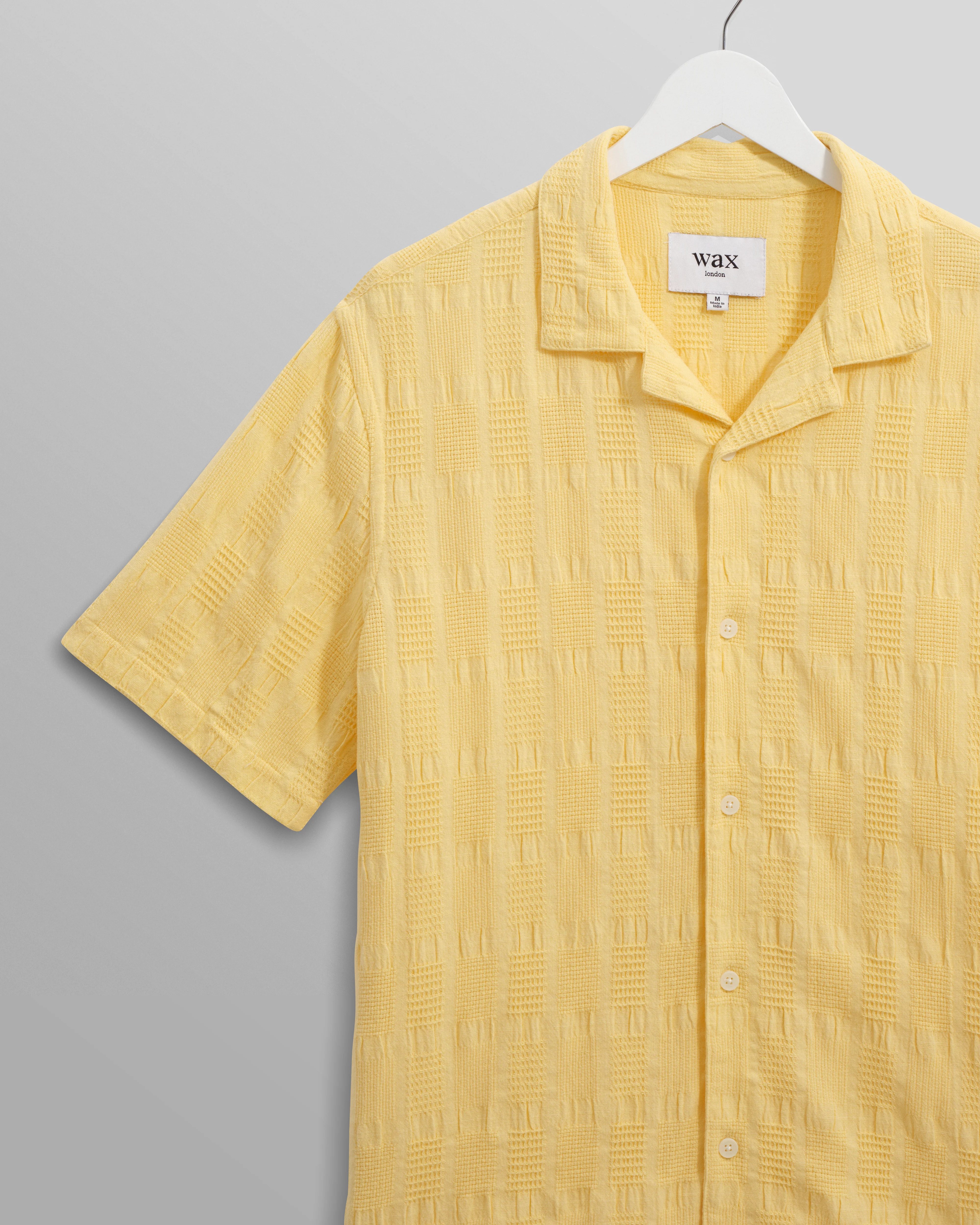 Didcot - Yellow Waffle Seersucker Cotton Short-Sleeve Shirt - Image 9