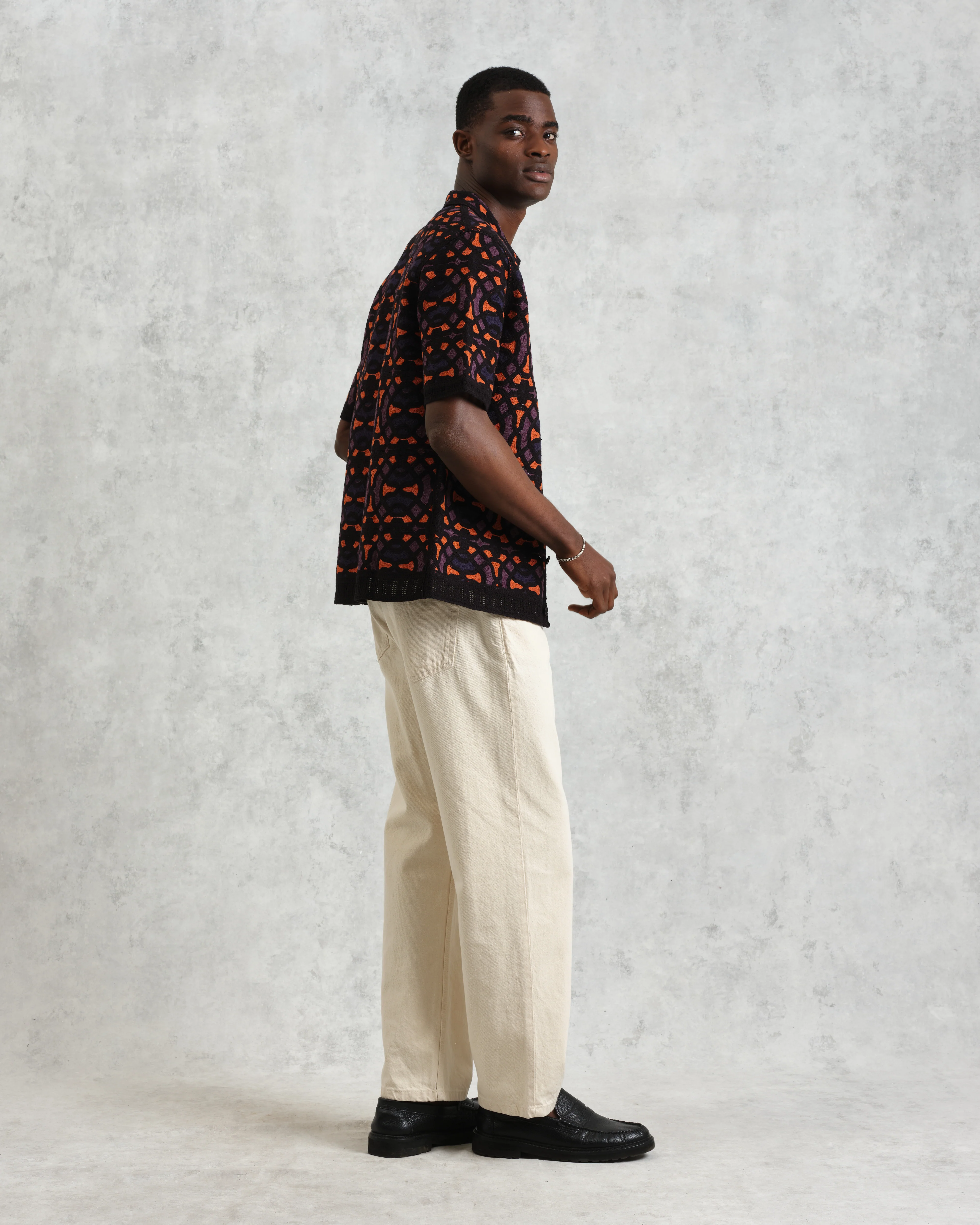 Dorset - Black And Multicolour Crochet Knitted Polo Shirt - Image 6