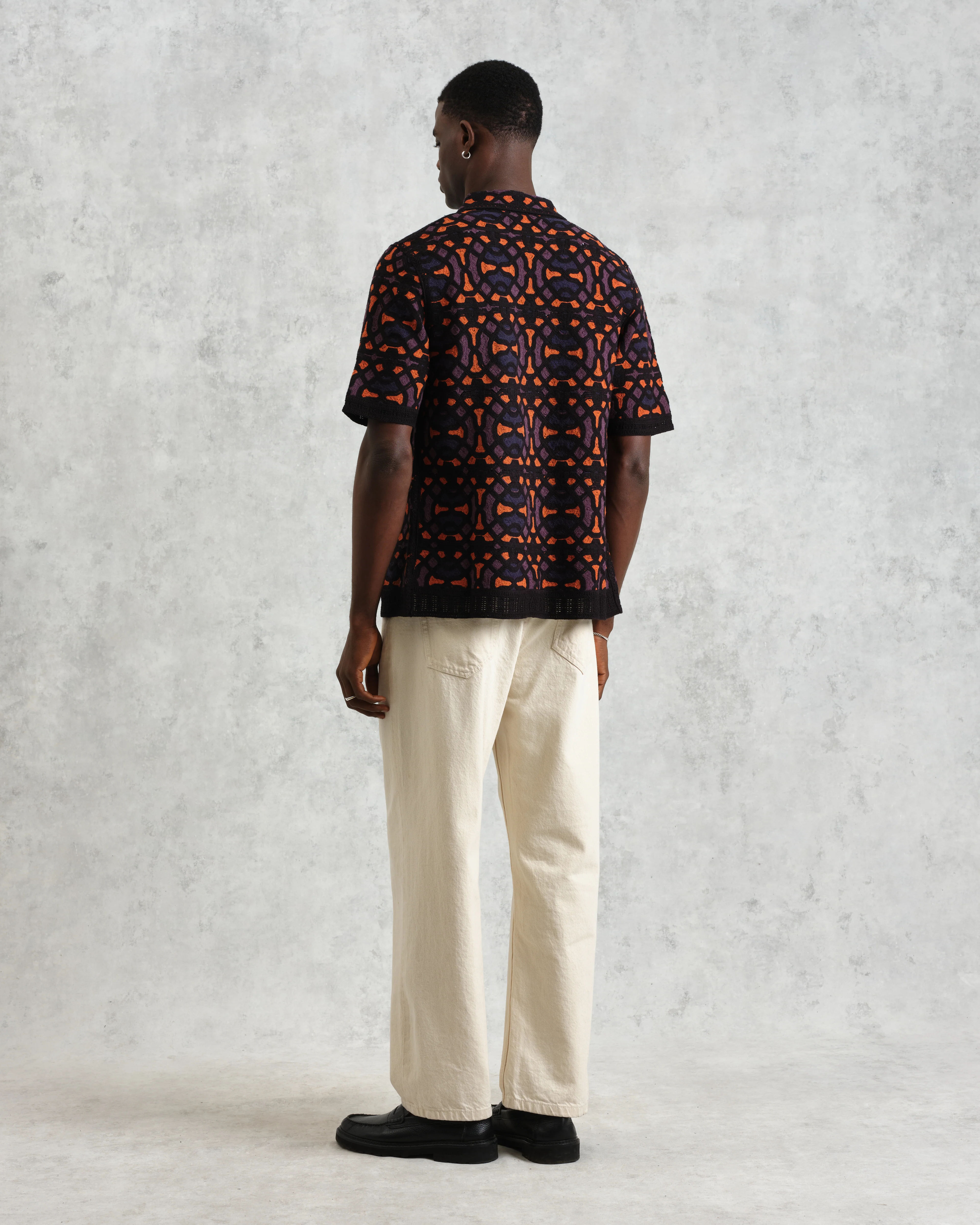 Dorset - Black And Multicolour Crochet Knitted Polo Shirt - Image 7