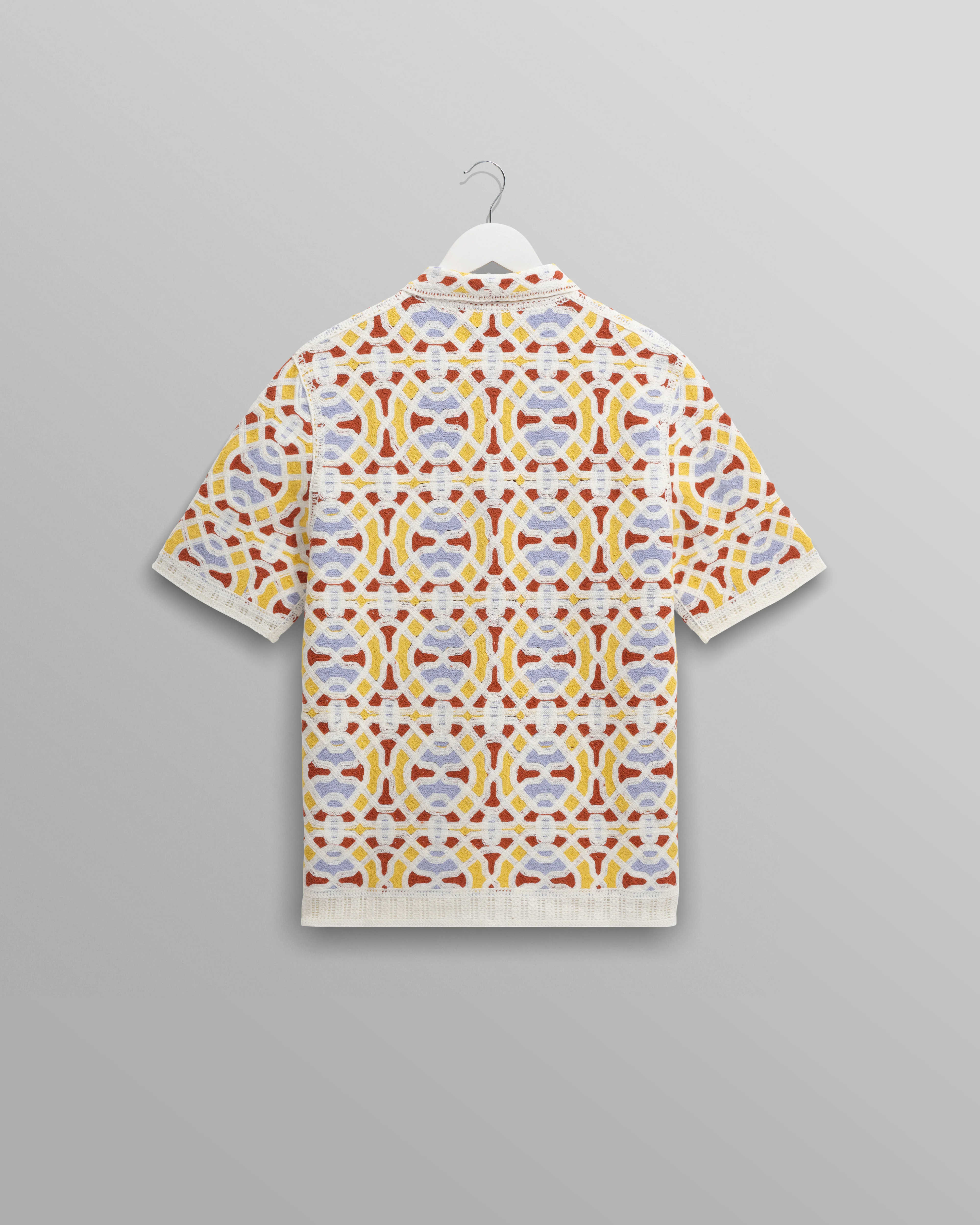 Dorset - Ecru And Multicolour Crochet Knitted Polo Shirt - Image 10