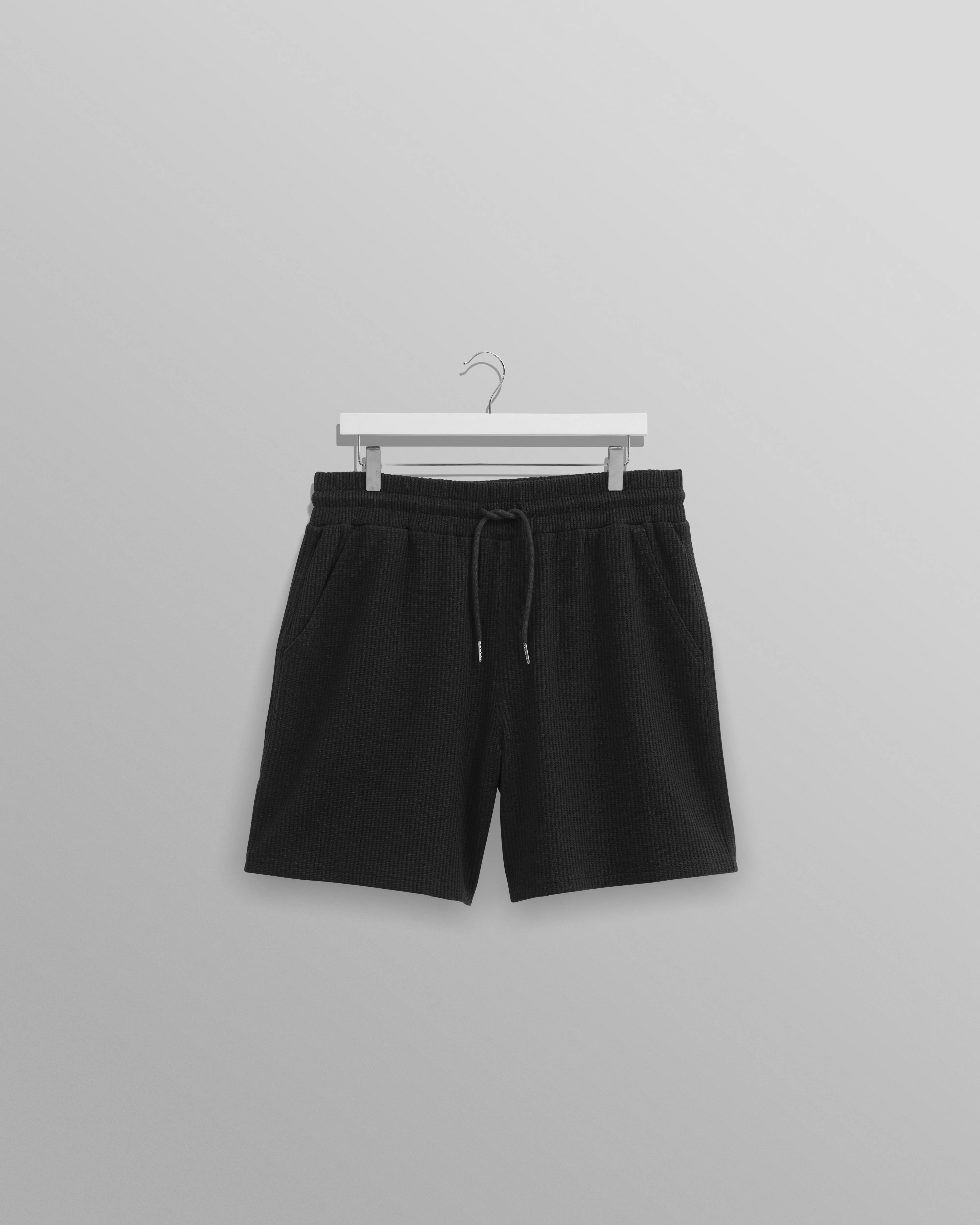 Dudley - Black Textured Waffle Shorts