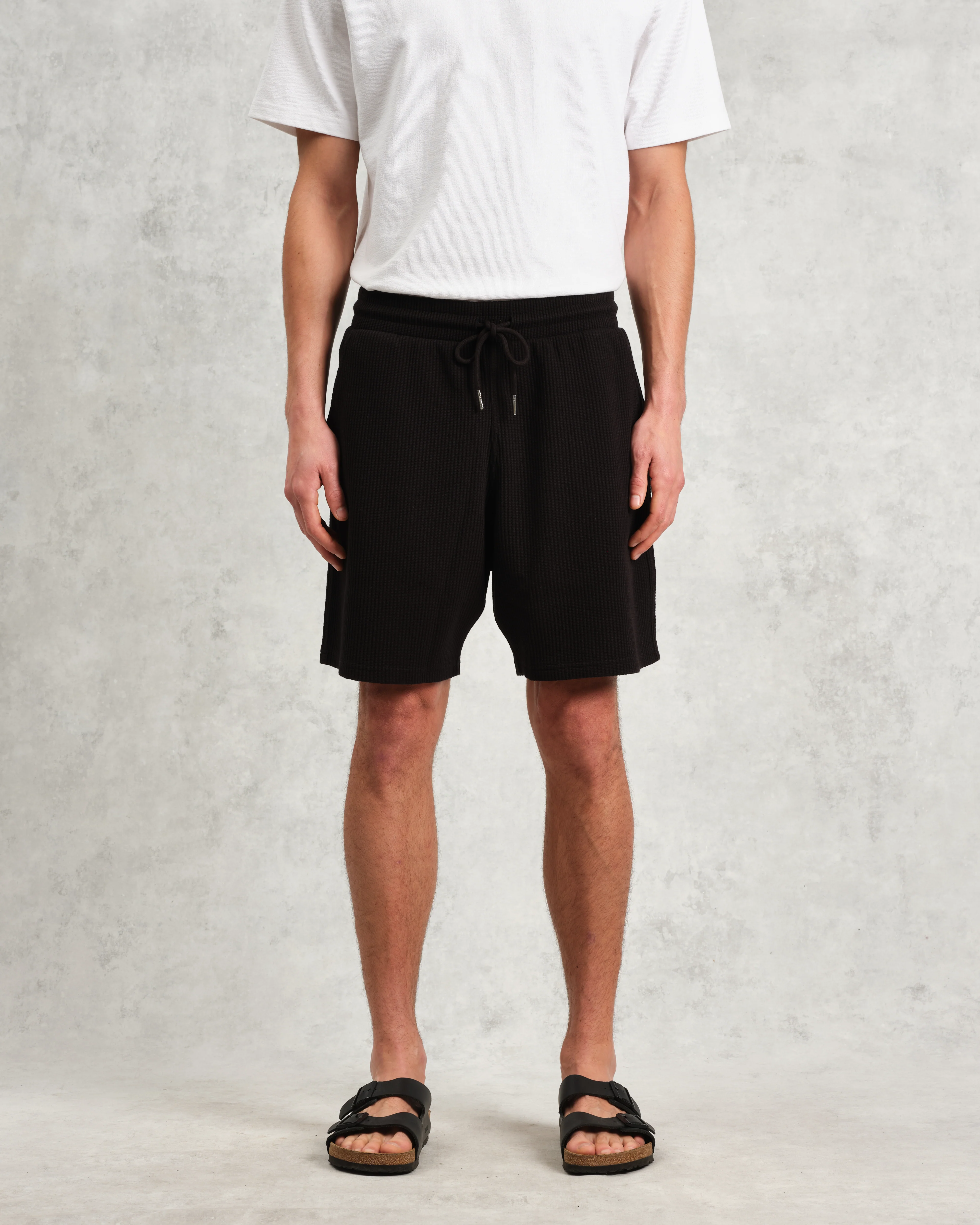 Dudley - Black Textured Waffle Shorts - Image 3