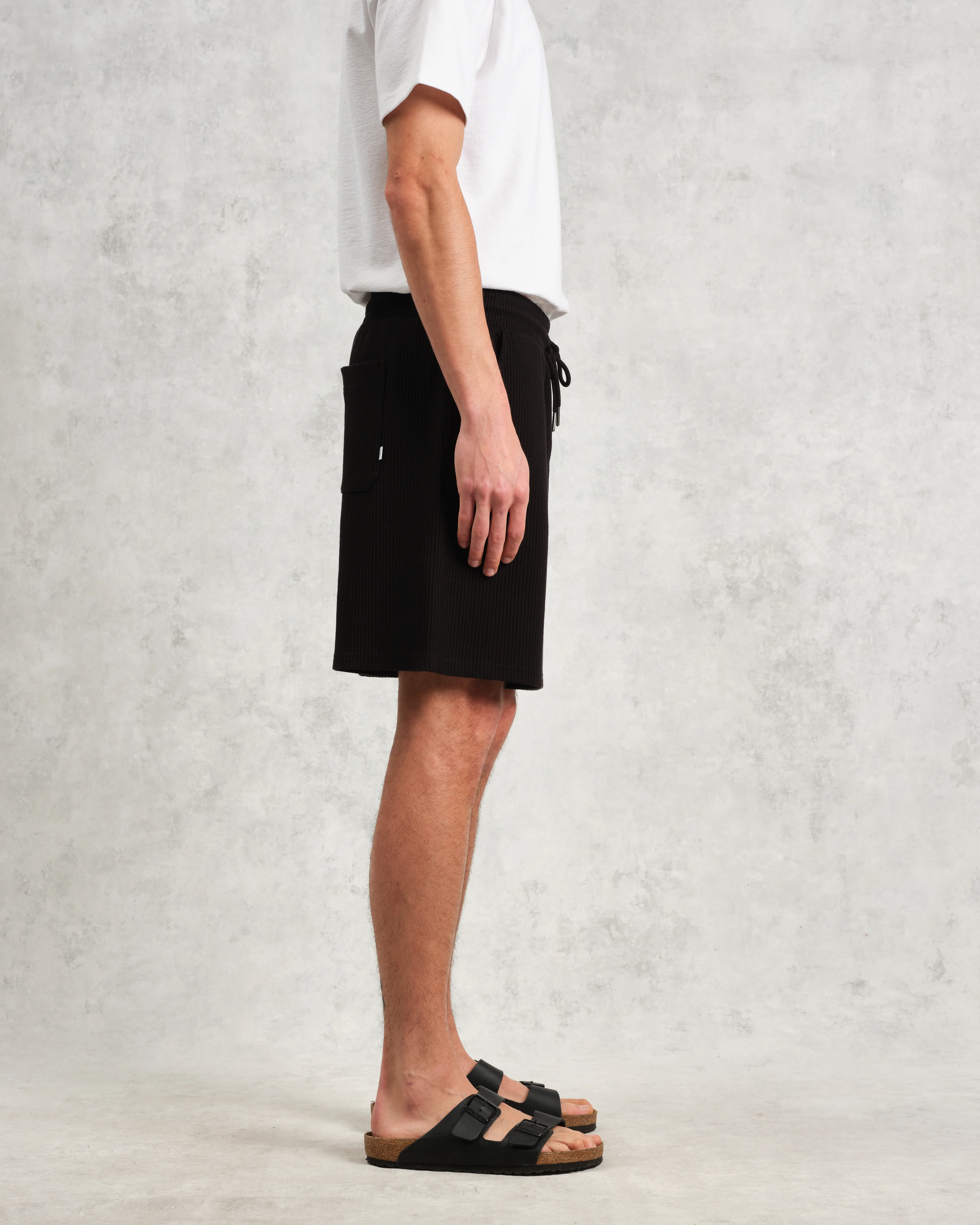 Dudley - Black Textured Waffle Shorts - Image 5