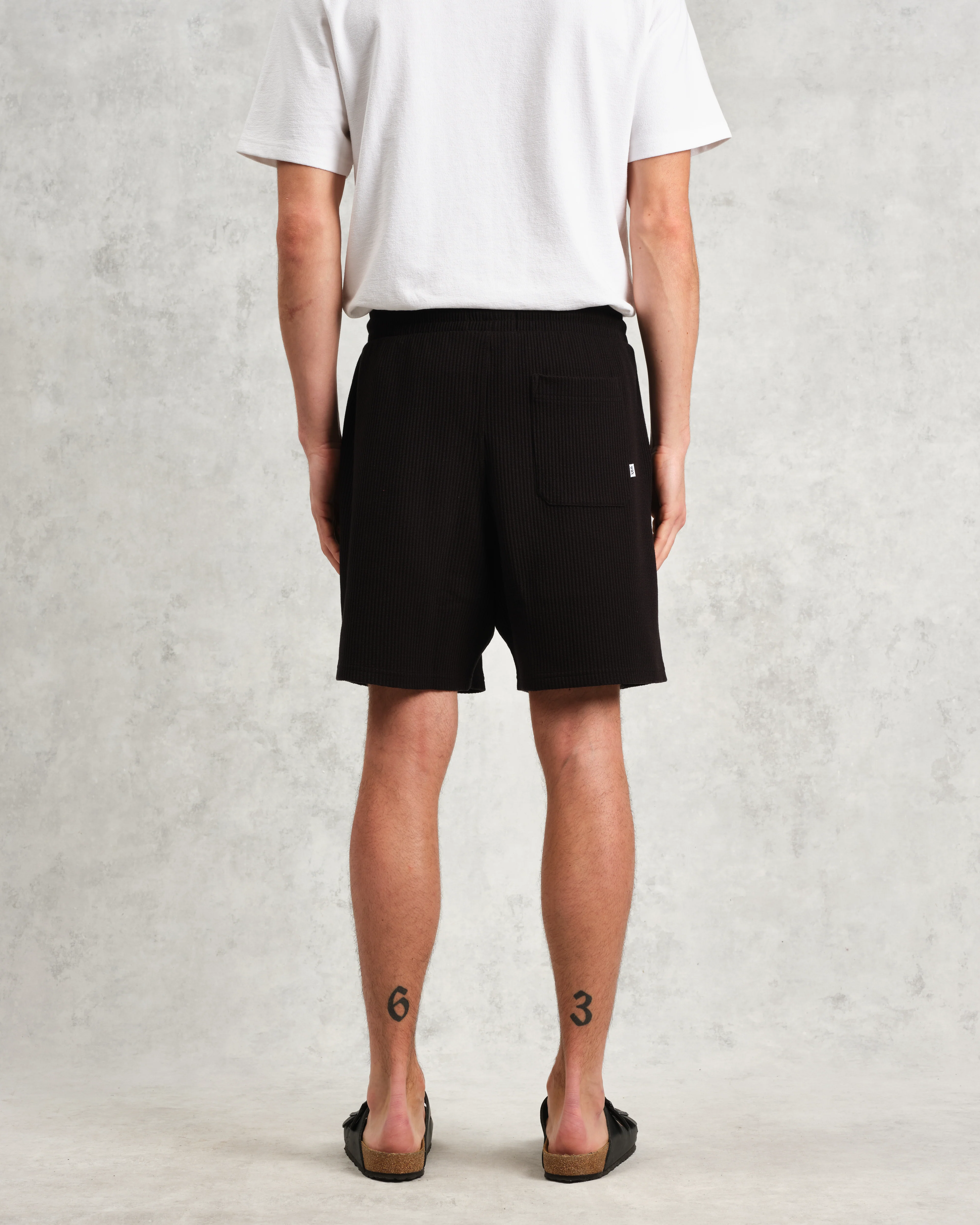 Dudley - Black Textured Waffle Shorts - Image 6