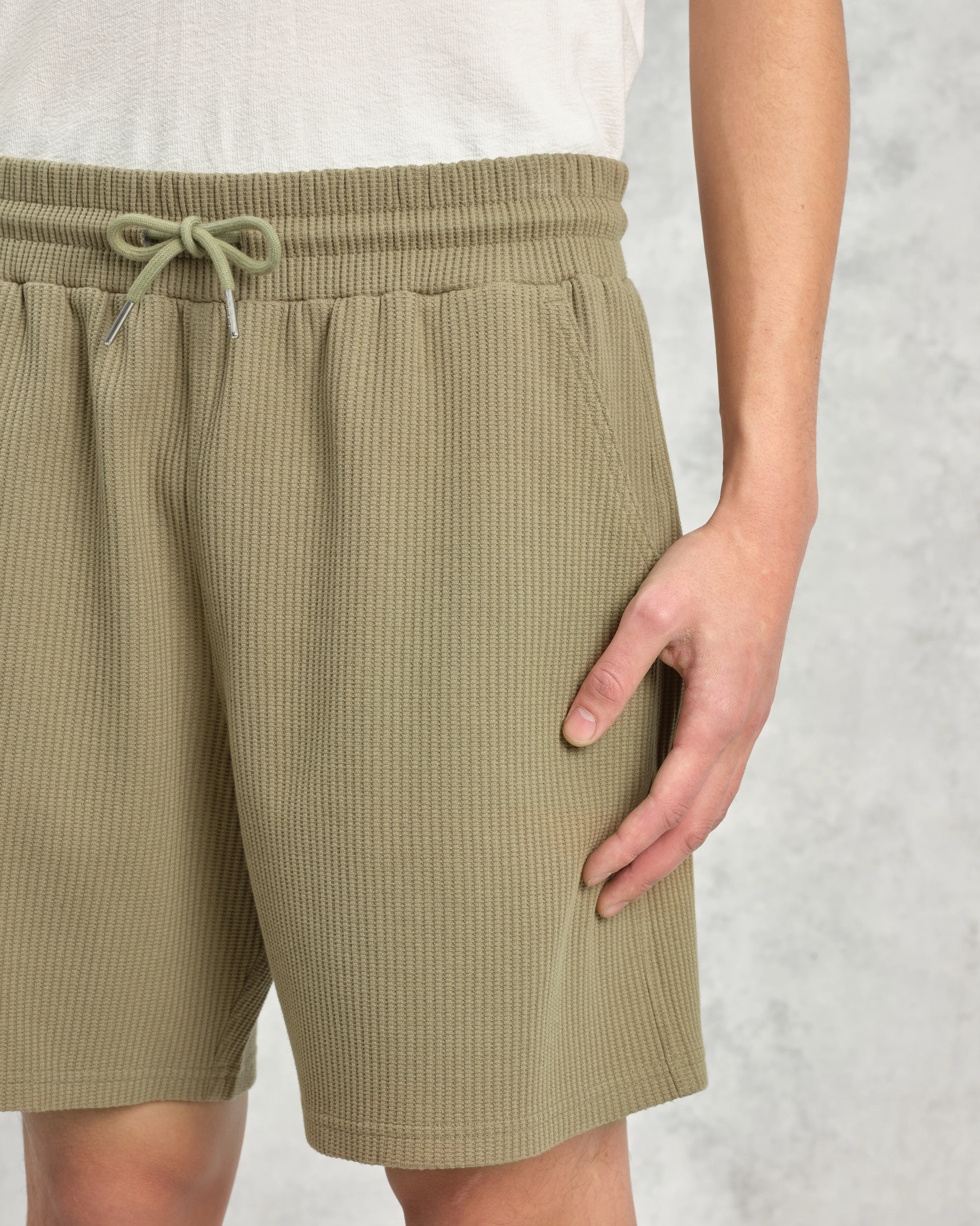 Dudley - Khaki Textured Waffle Shorts - Image 3