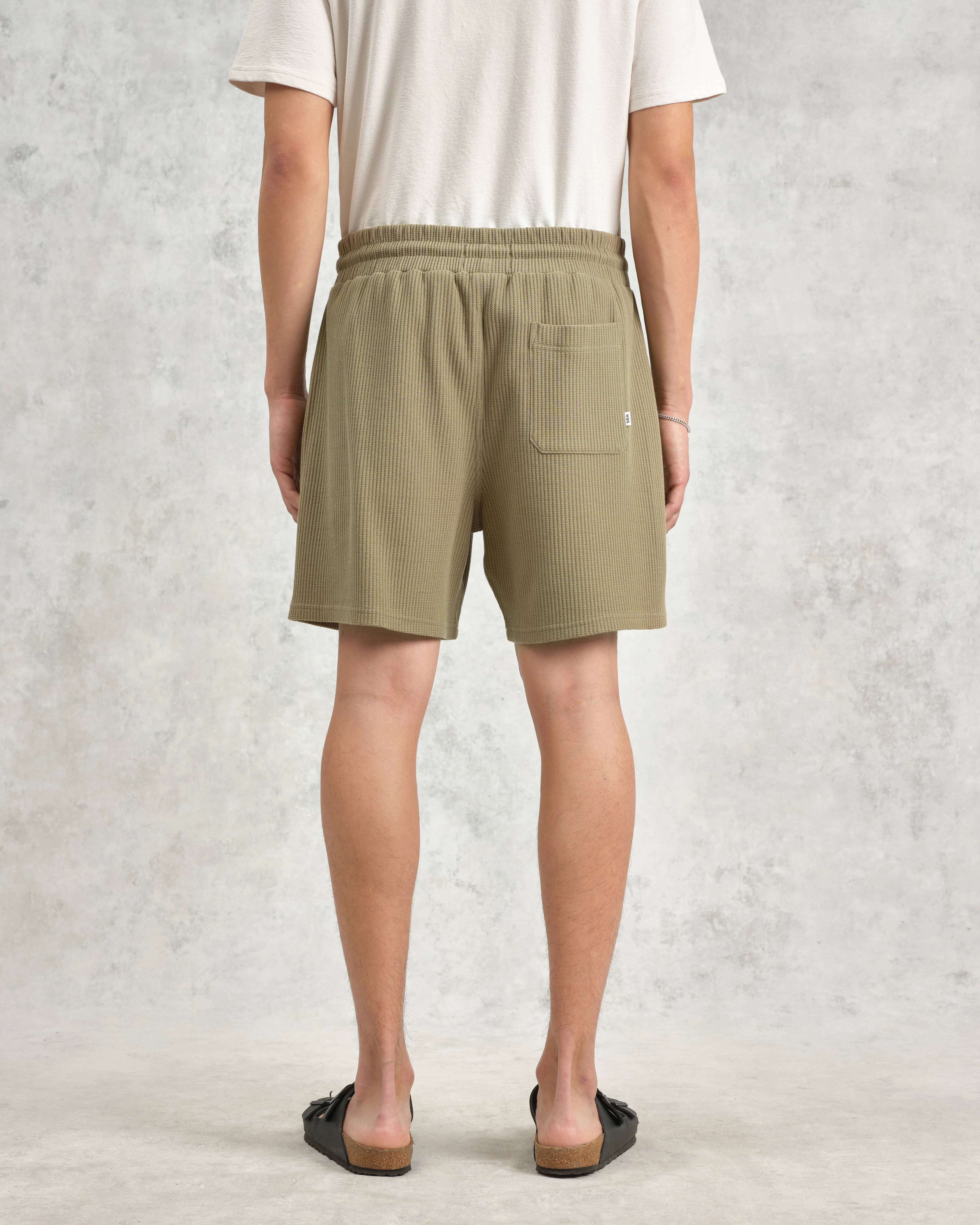 Dudley - Khaki Textured Waffle Shorts - Image 6