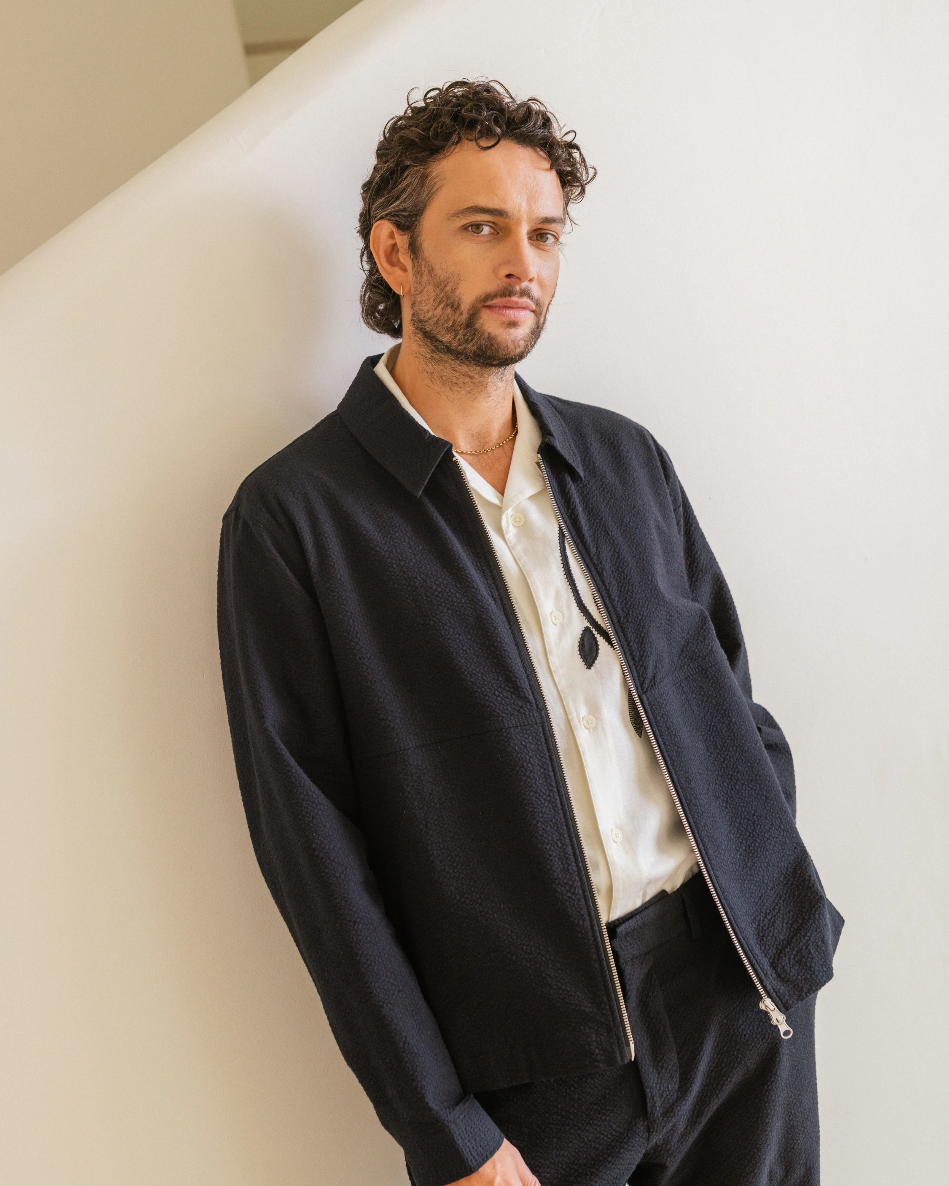 Eldon - Black Cotton Seersucker Jacket - Image 2