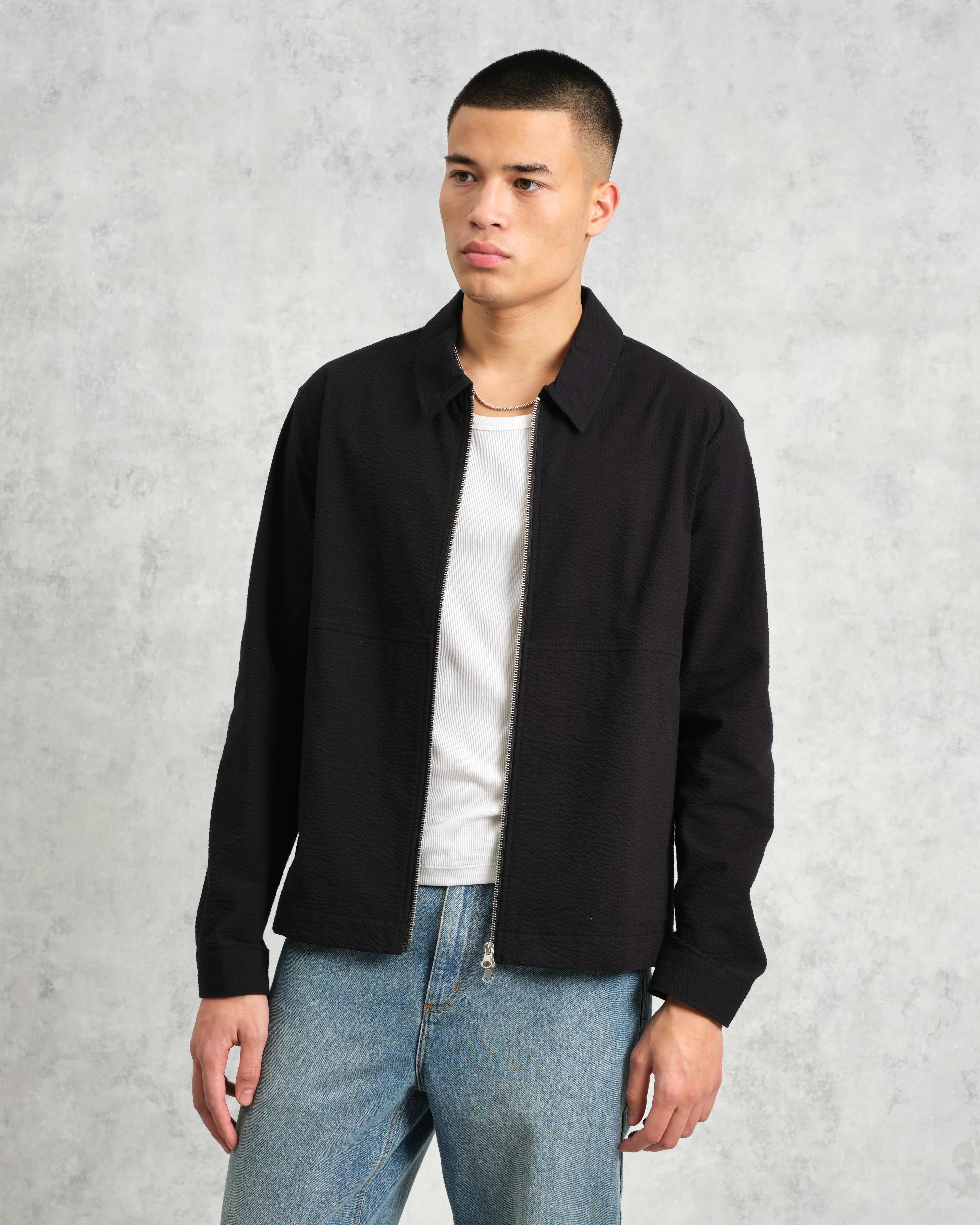 Eldon - Black Cotton Seersucker Jacket - Image 3