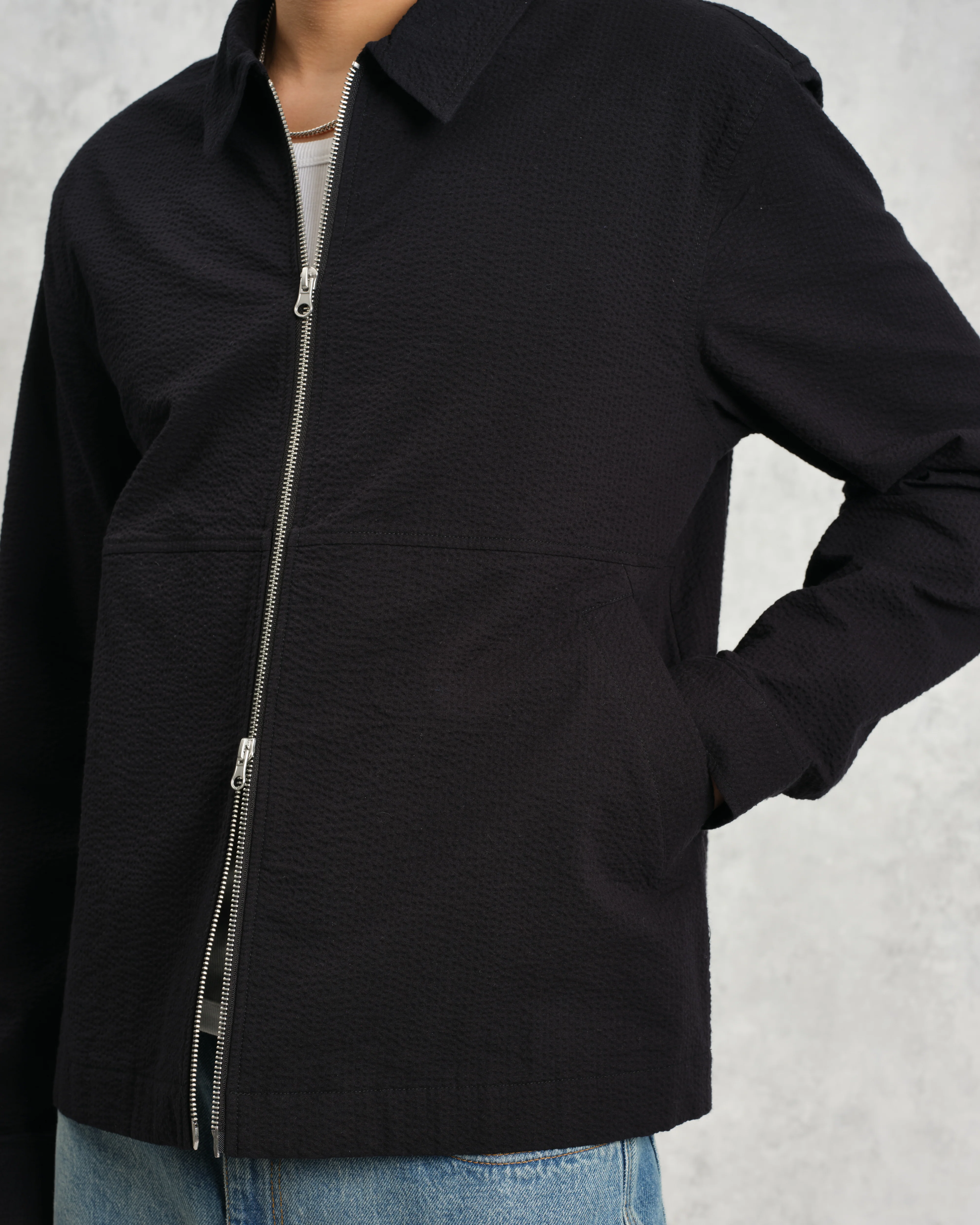 Eldon - Black Cotton Seersucker Jacket - Image 4