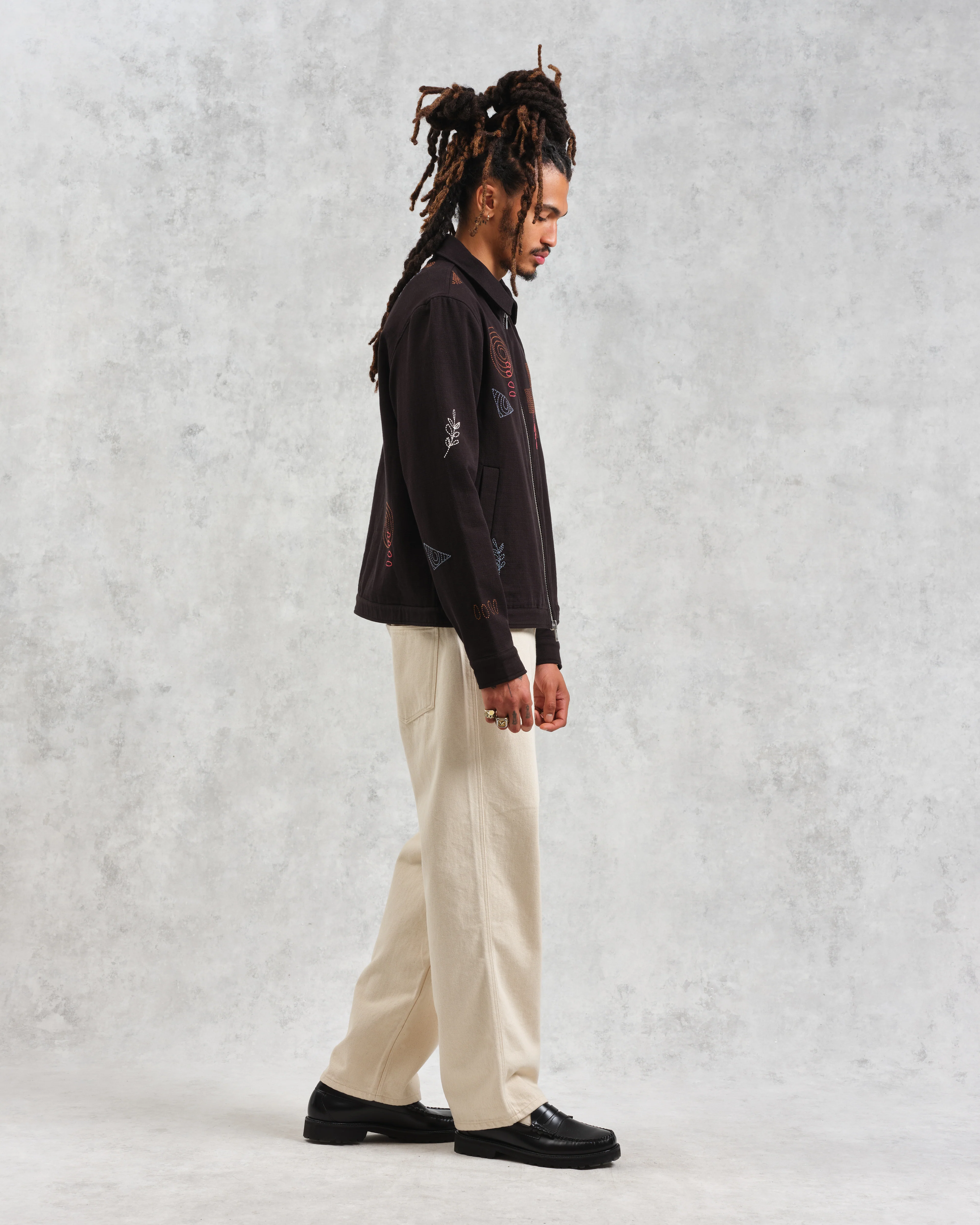Eldon - Black Doodle Embroidered Cotton Jacket - Image 6