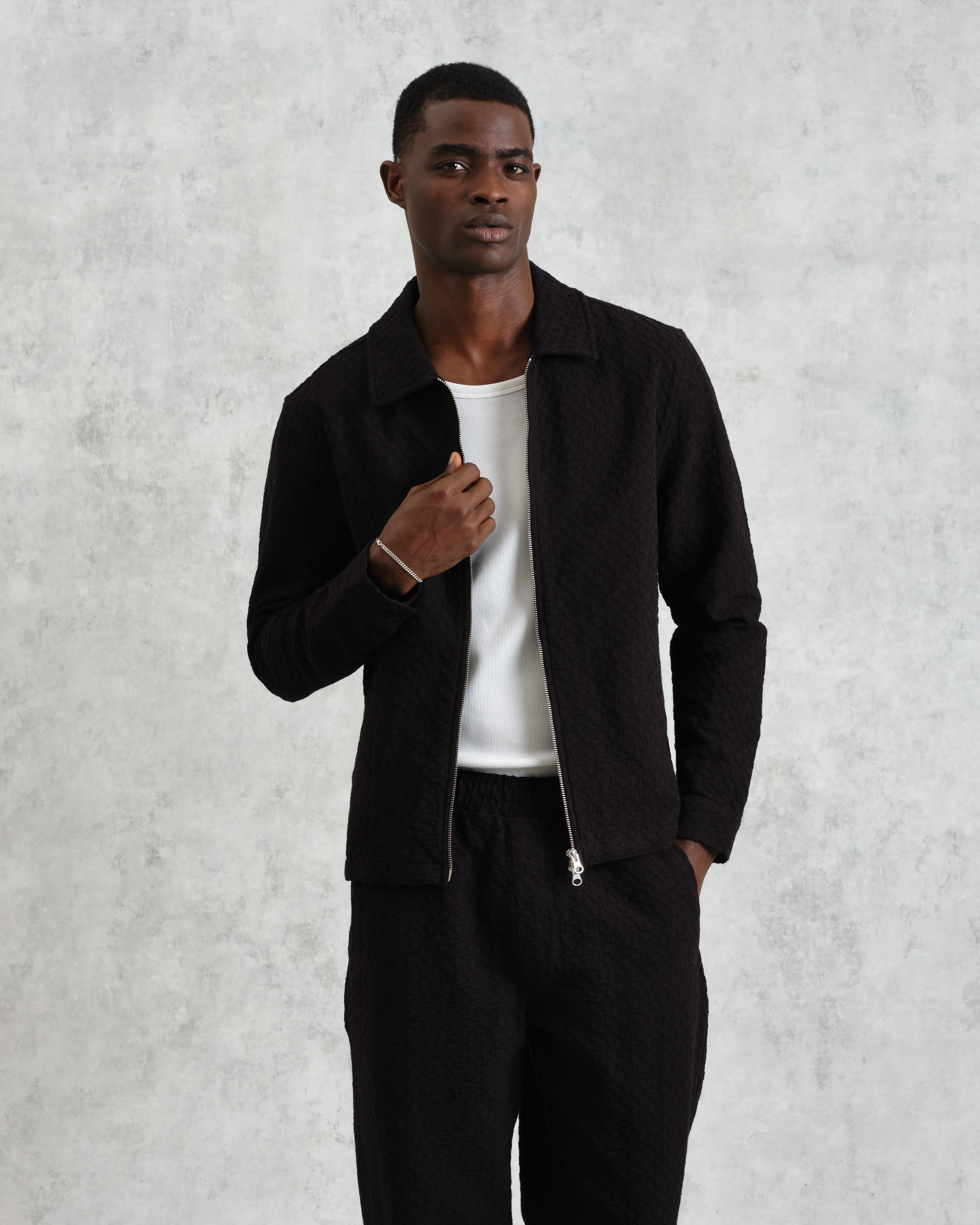 Eldon - Black Floral Diamond Cotton Jacket - Image 2