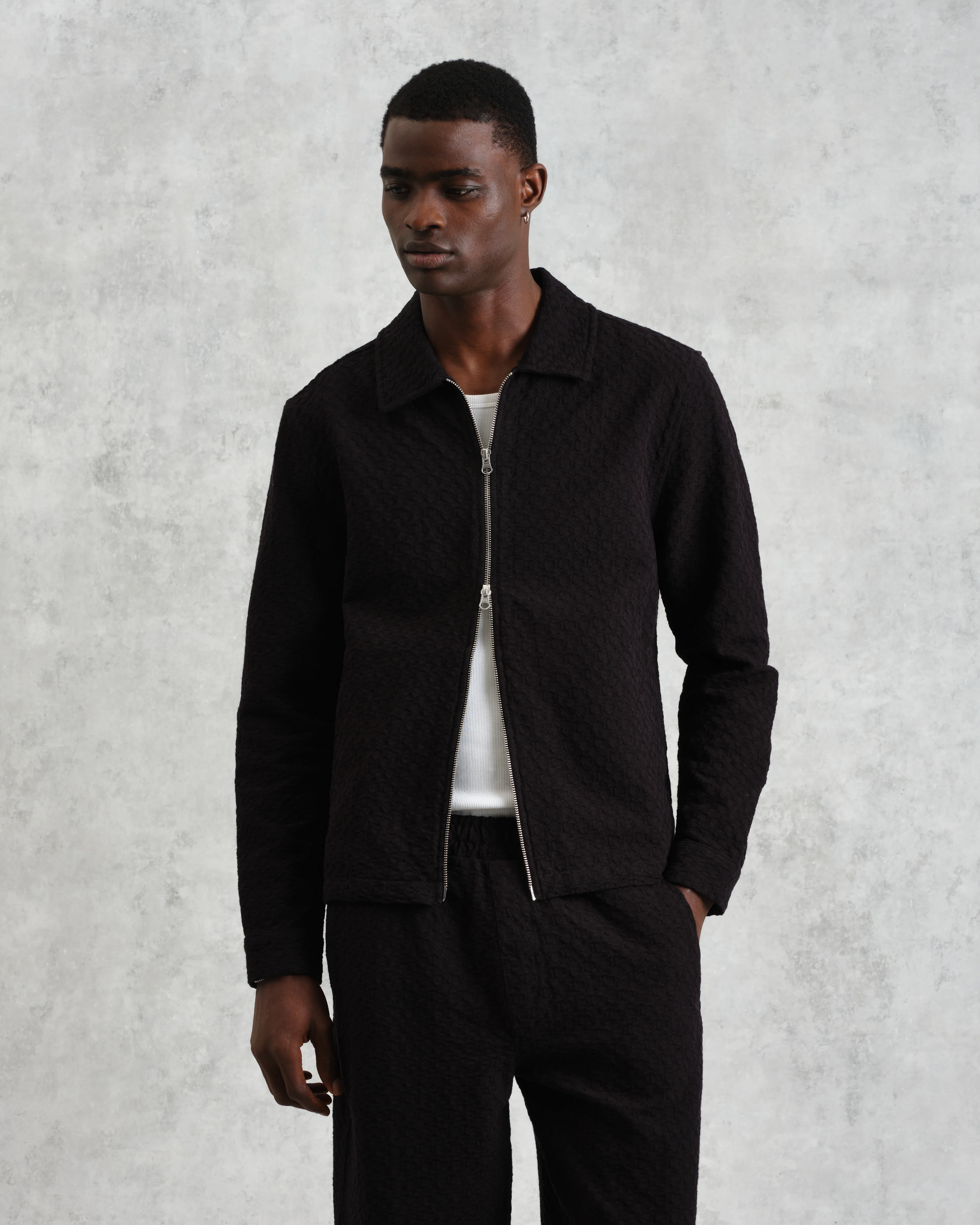 Eldon - Black Floral Diamond Cotton Jacket - Image 3