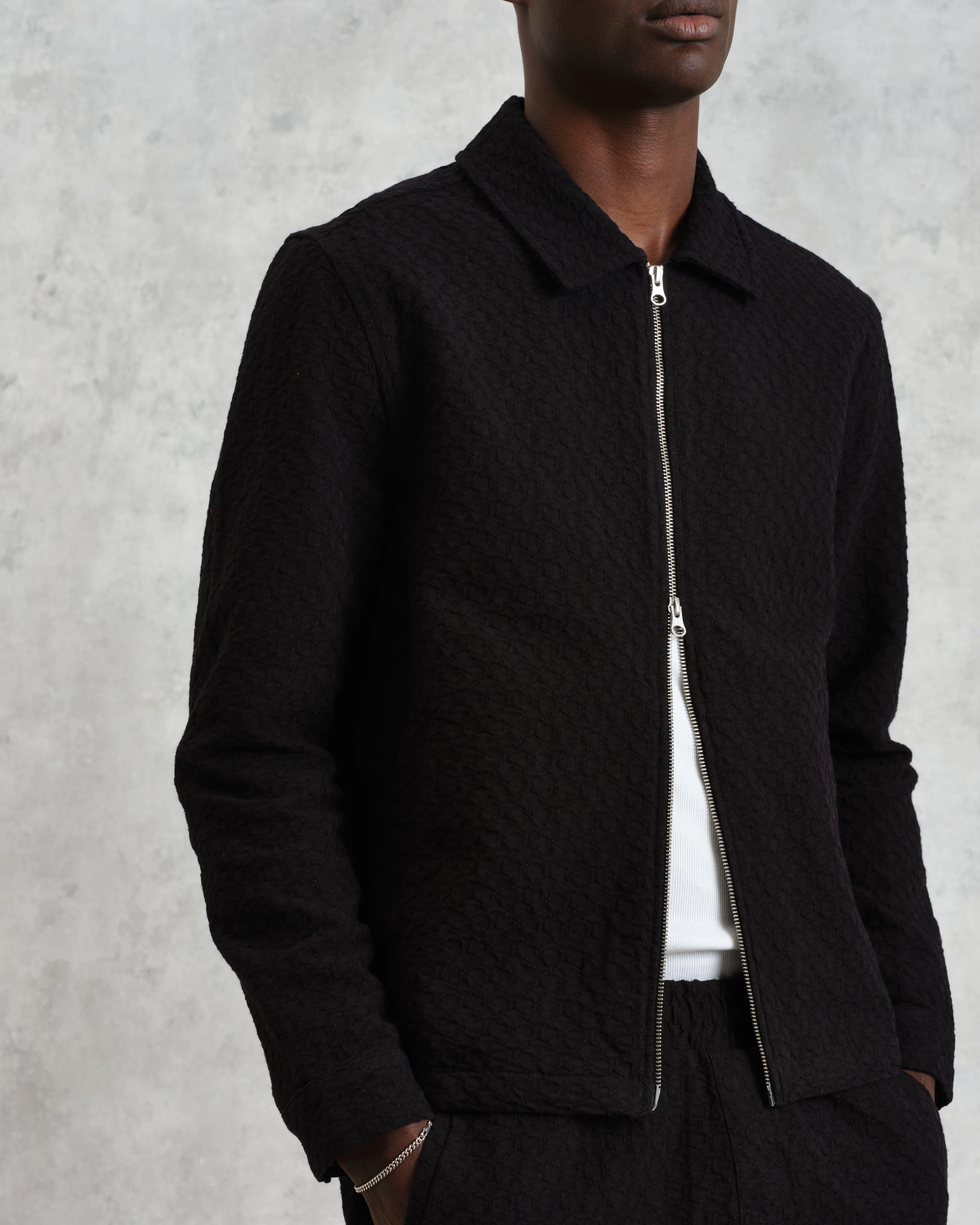 Eldon - Black Floral Diamond Cotton Jacket - Image 4